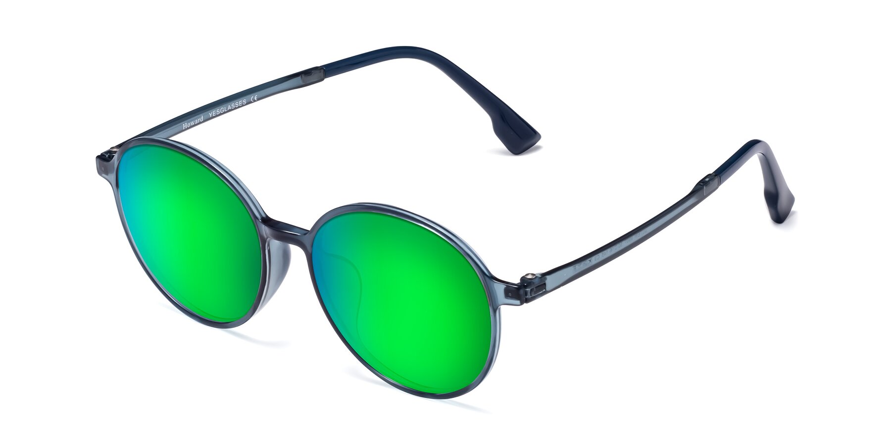 Angle of Howard in Deep Sky Blue with Green Mirrored Lenses