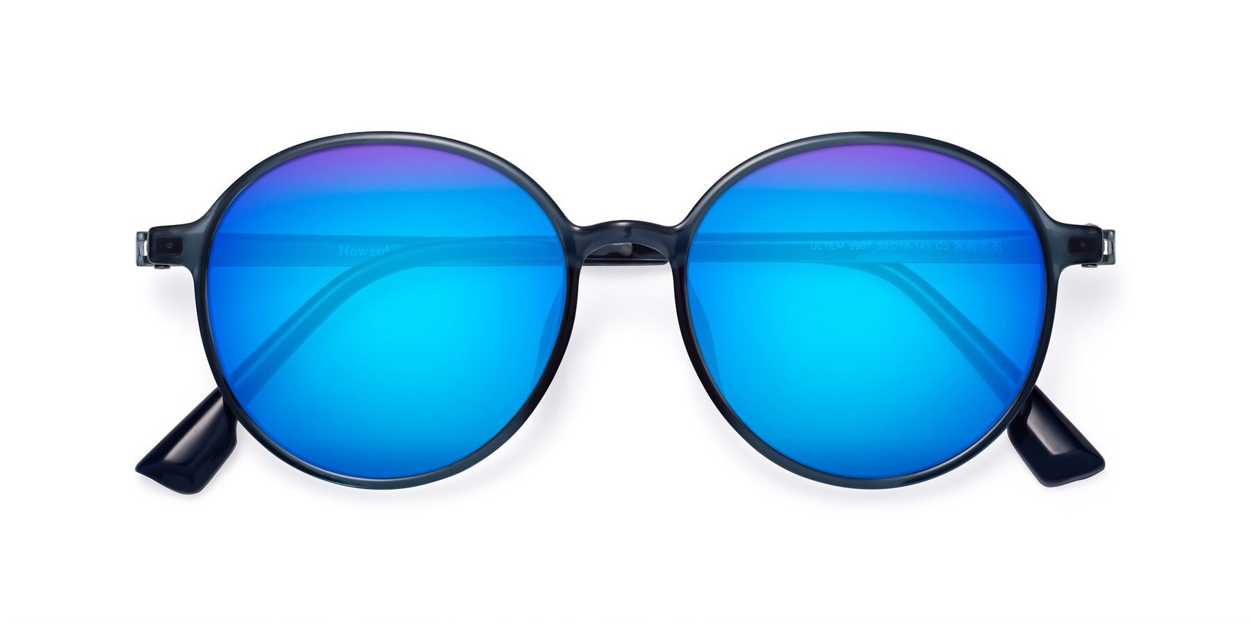 Folded Front of Howard in Deep Sky Blue with Blue Mirrored Lenses