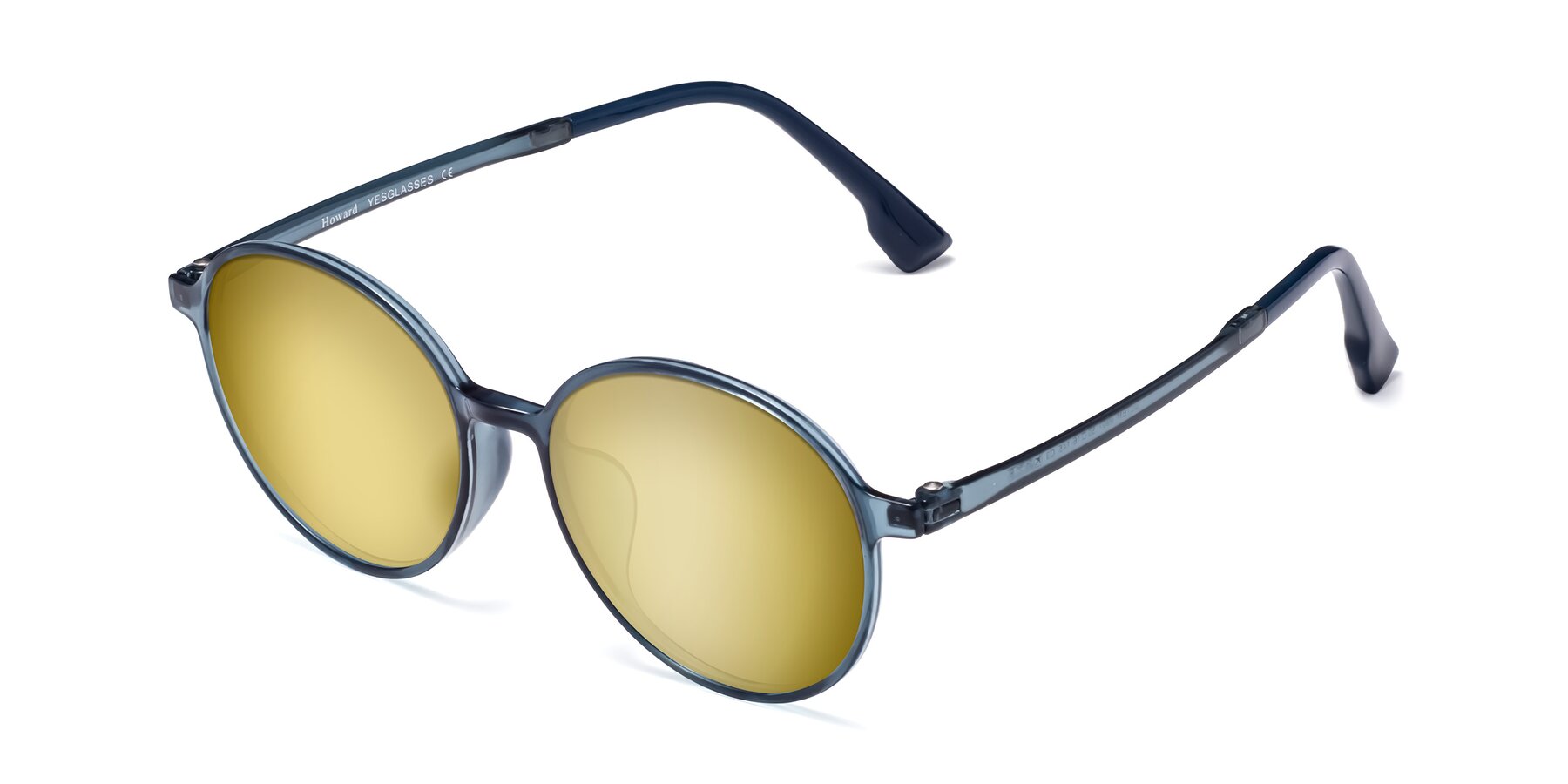 Angle of Howard in Deep Sky Blue with Gold Mirrored Lenses