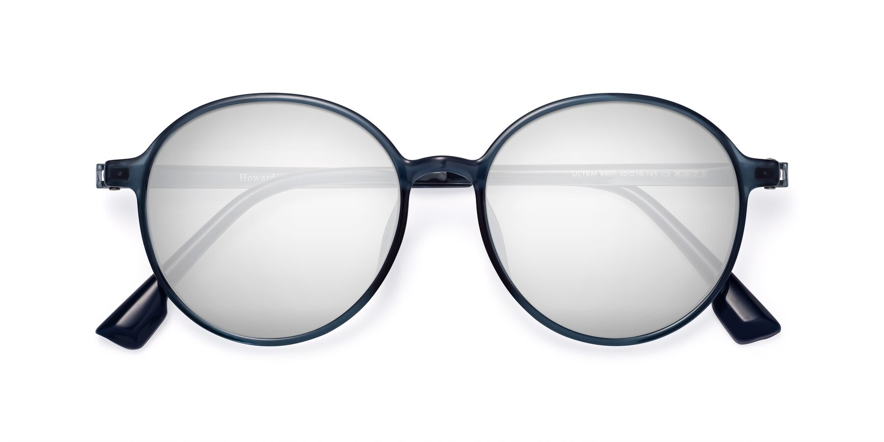 Folded Front of Howard in Deep Sky Blue with Silver Mirrored Lenses