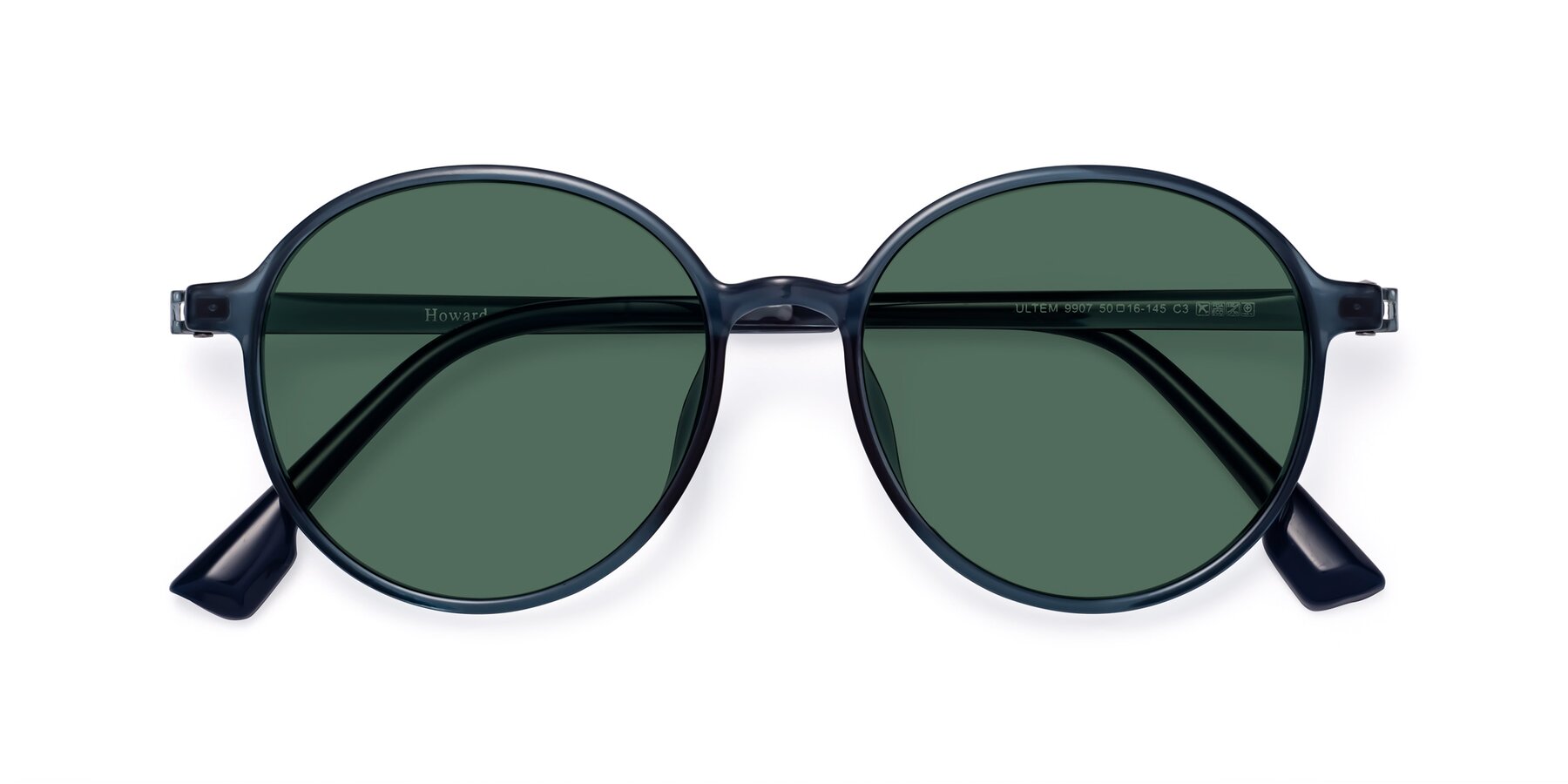 Folded Front of Howard in Deep Sky Blue with Green Polarized Lenses