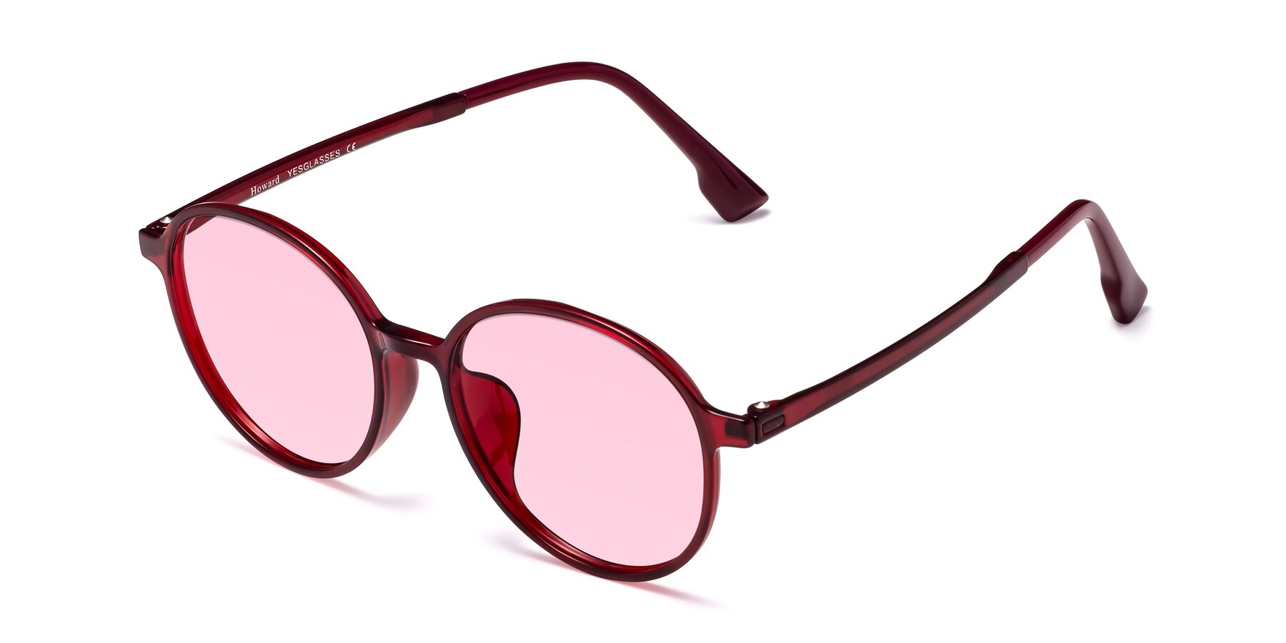 Angle of Howard in Wine with Light Pink Tinted Lenses
