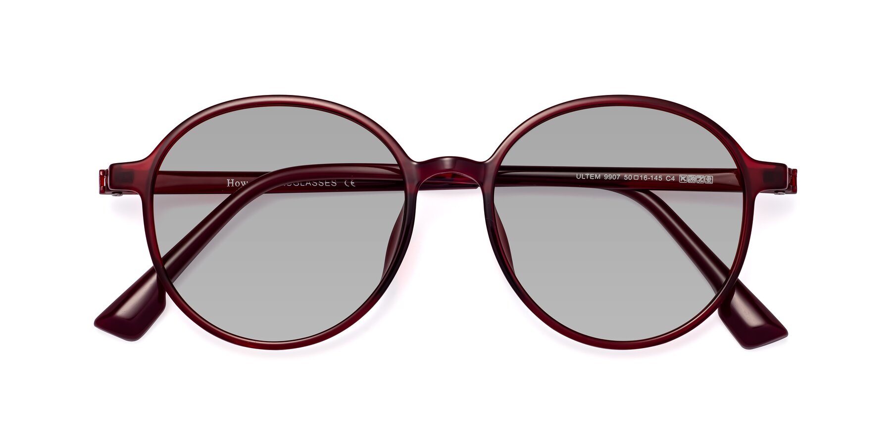 Folded Front of Howard in Wine with Light Gray Tinted Lenses