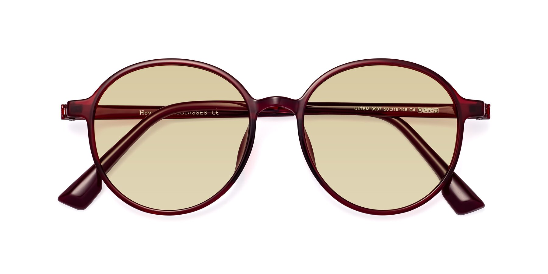 Folded Front of Howard in Wine with Light Champagne Tinted Lenses