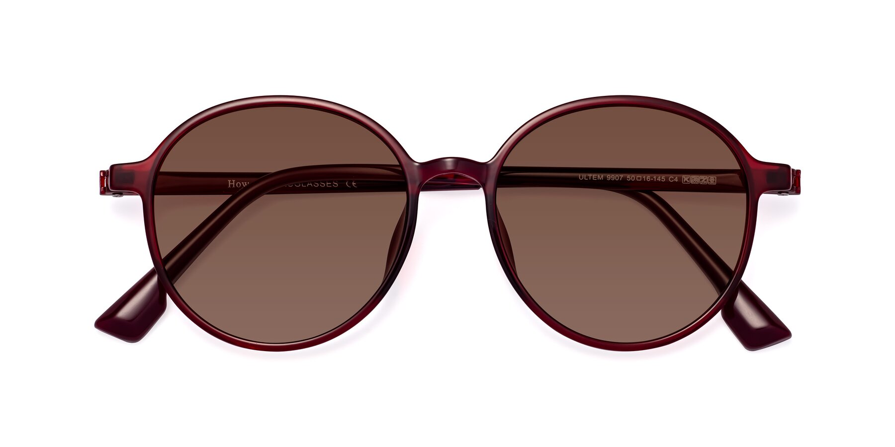 Folded Front of Howard in Wine with Brown Tinted Lenses