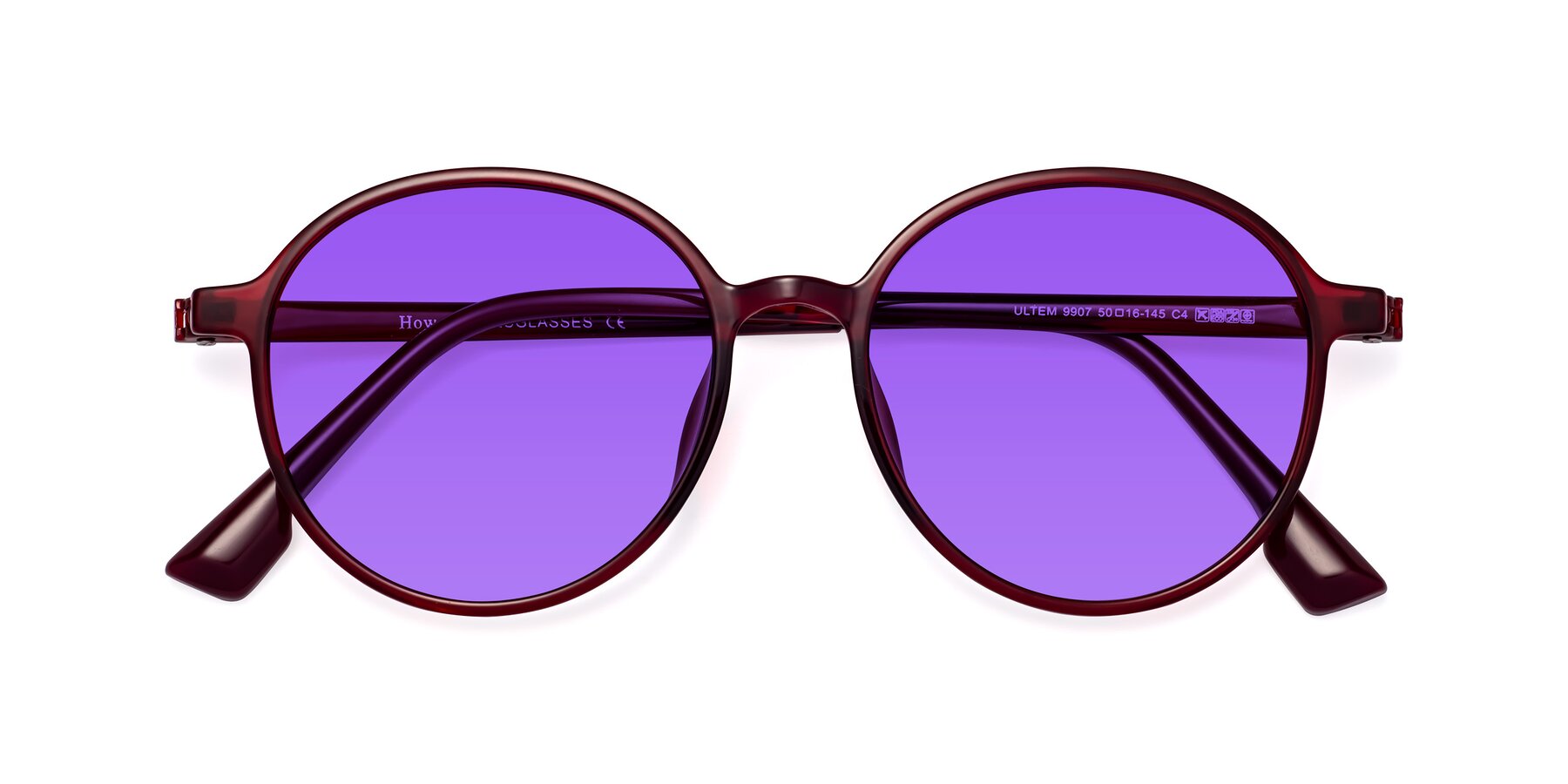 Folded Front of Howard in Wine with Purple Tinted Lenses