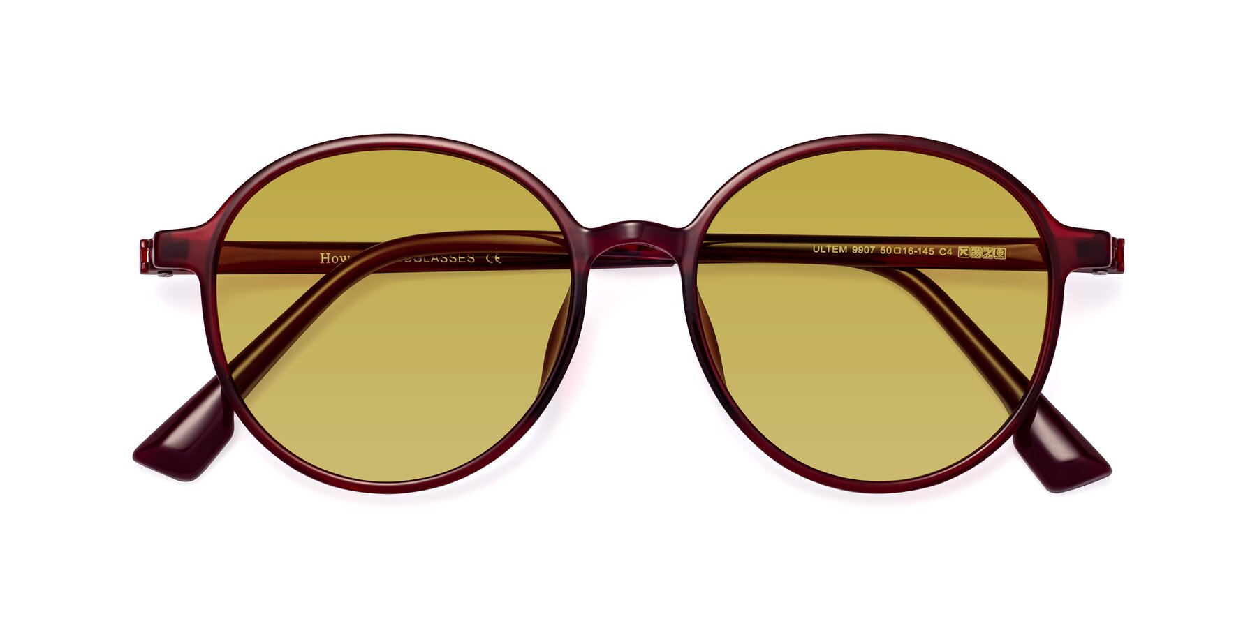 Folded Front of Howard in Wine with Champagne Tinted Lenses