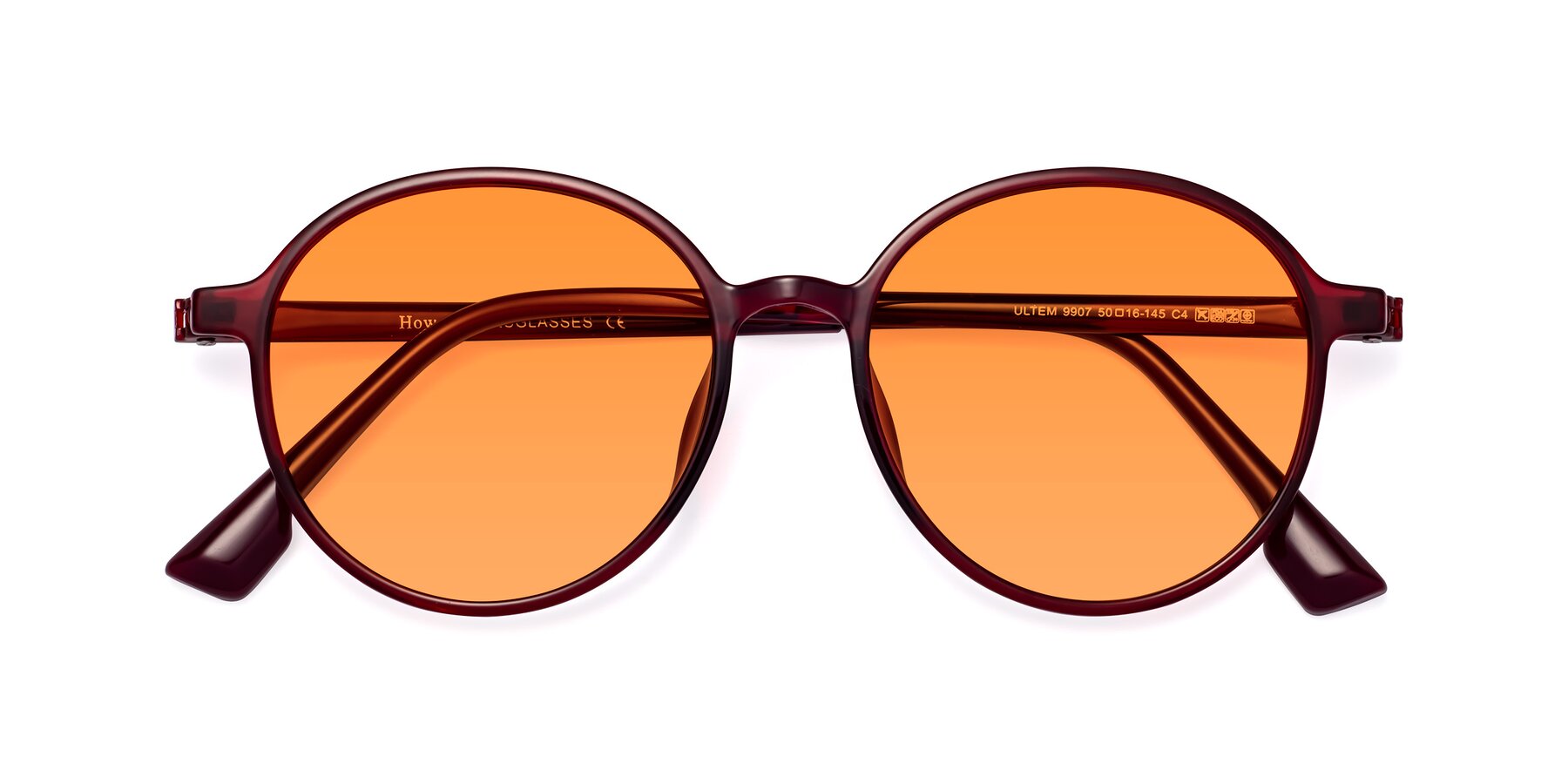 Folded Front of Howard in Wine with Orange Tinted Lenses