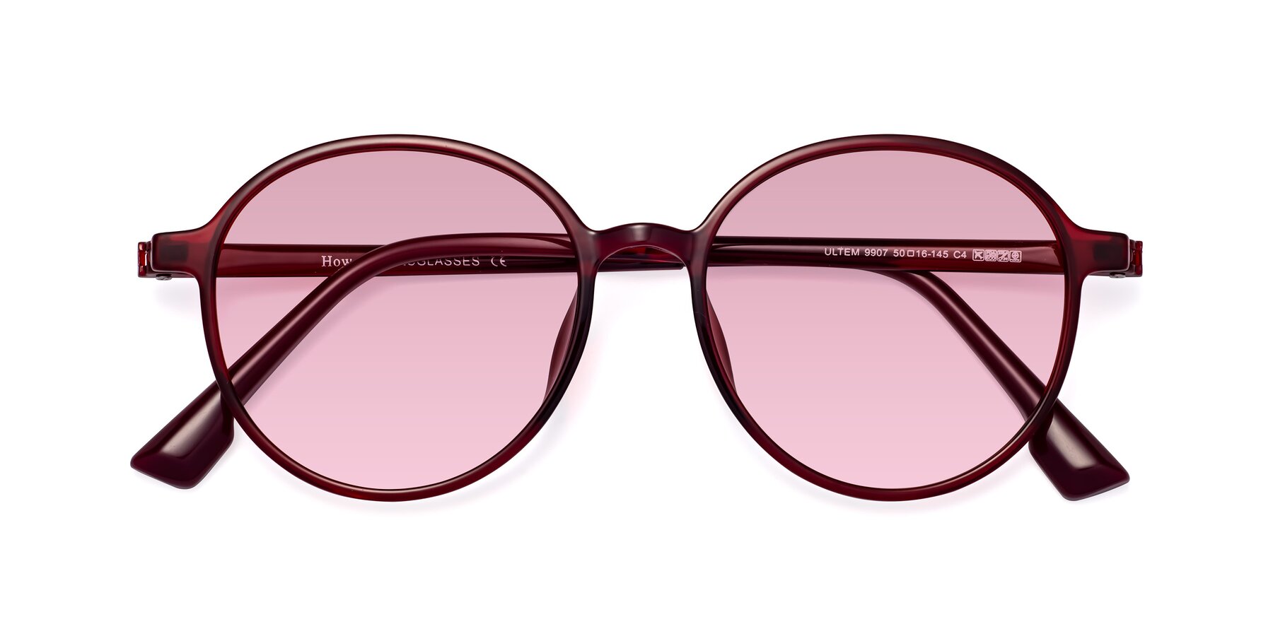 Folded Front of Howard in Wine with Light Wine Tinted Lenses