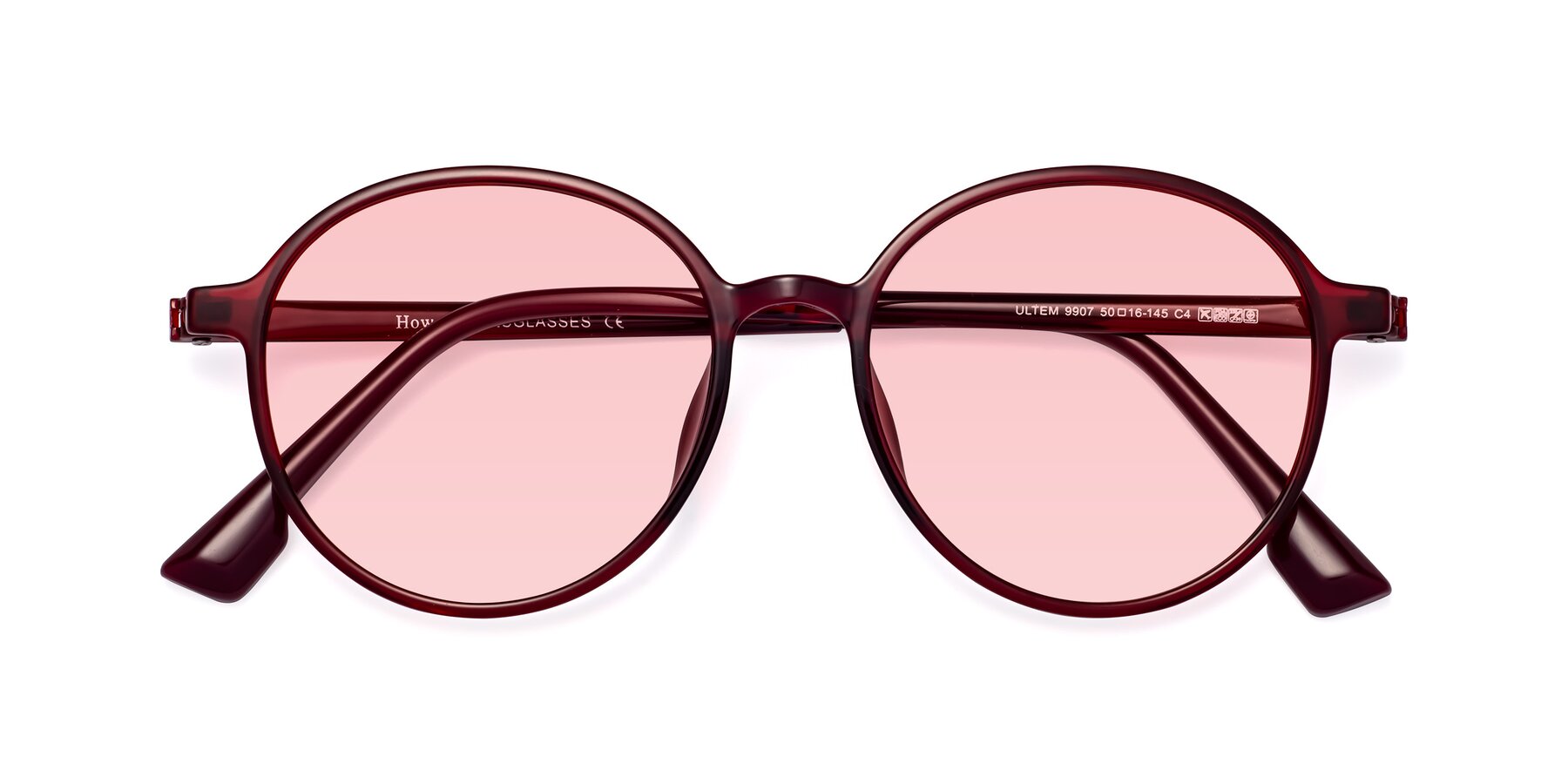 Folded Front of Howard in Wine with Light Garnet Tinted Lenses