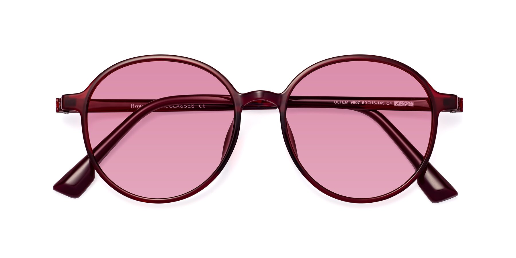 Folded Front of Howard in Wine with Medium Wine Tinted Lenses