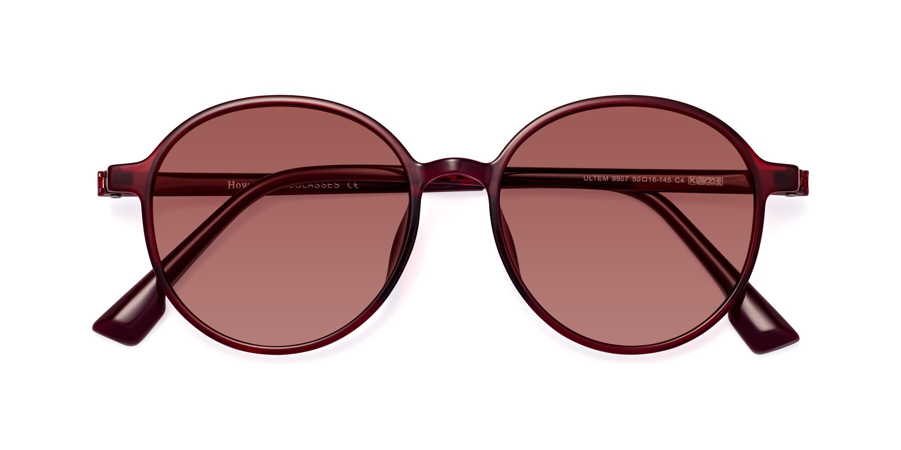 Folded Front of Howard in Wine with Garnet Tinted Lenses