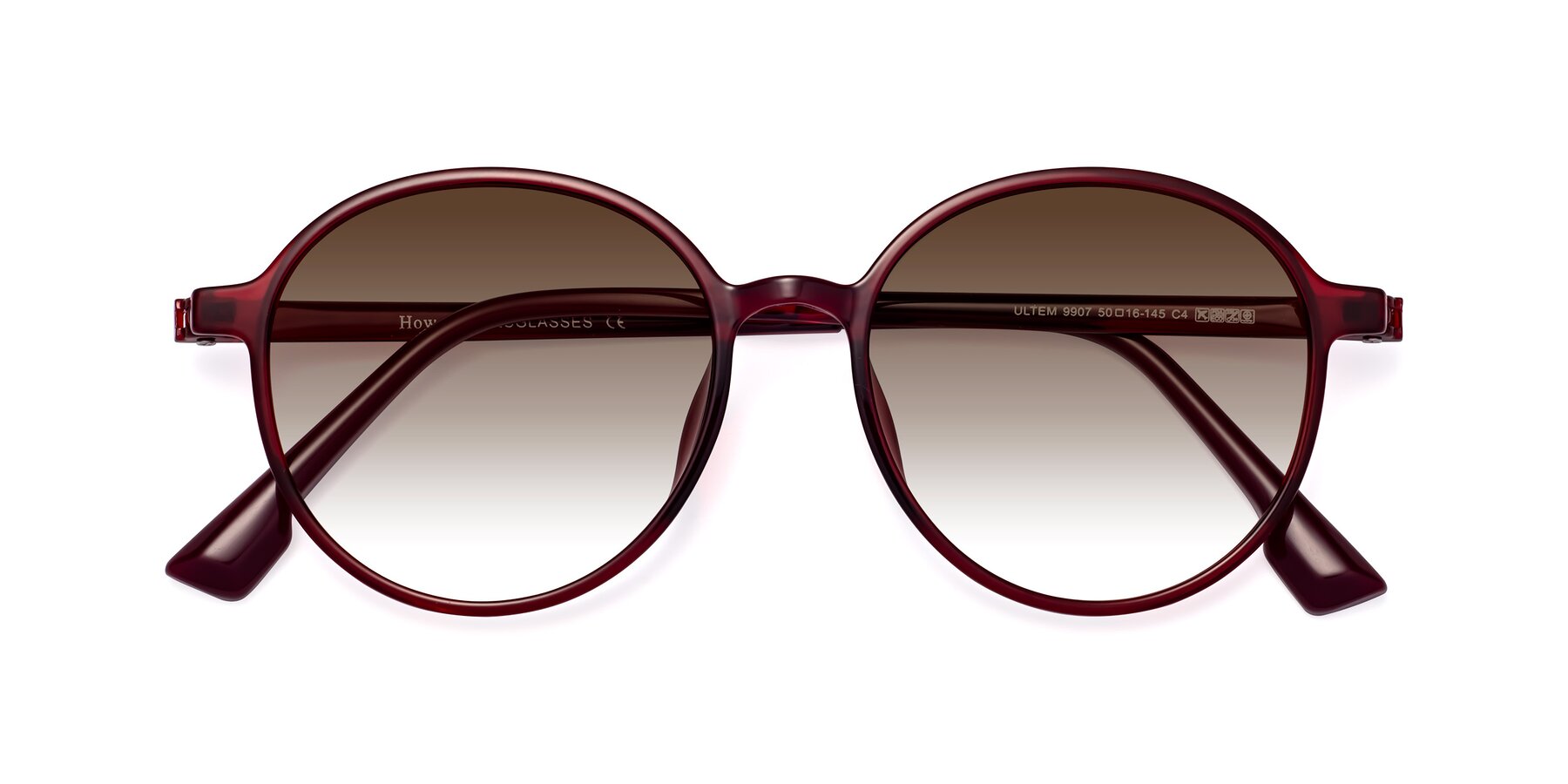Folded Front of Howard in Wine with Brown Gradient Lenses