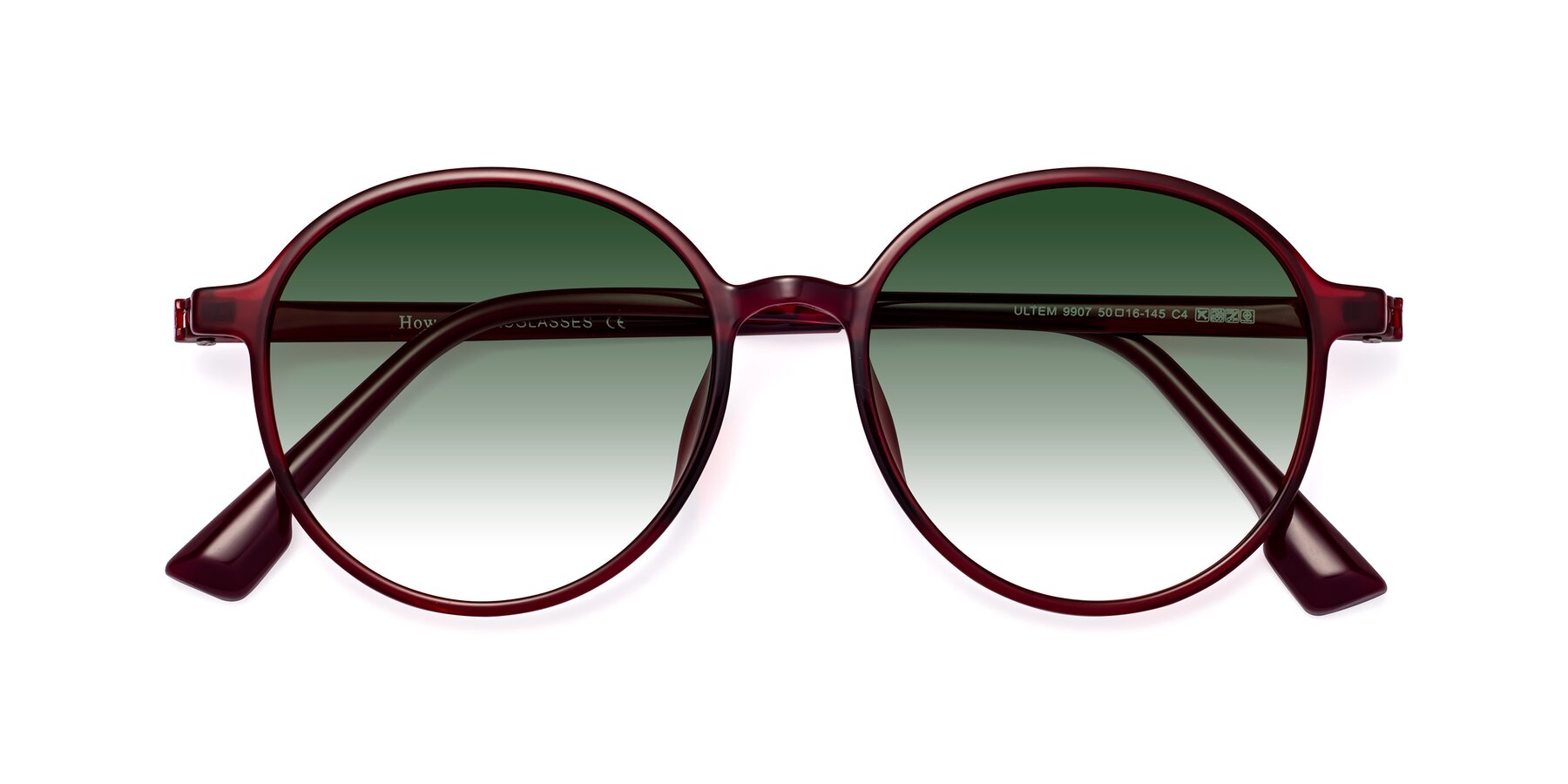Folded Front of Howard in Wine with Green Gradient Lenses