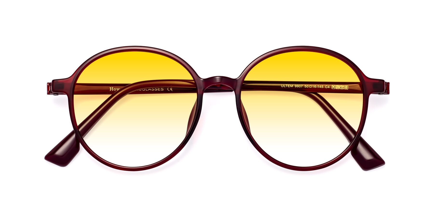 Folded Front of Howard in Wine with Yellow Gradient Lenses