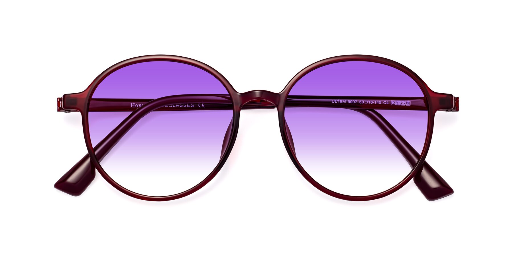 Folded Front of Howard in Wine with Purple Gradient Lenses
