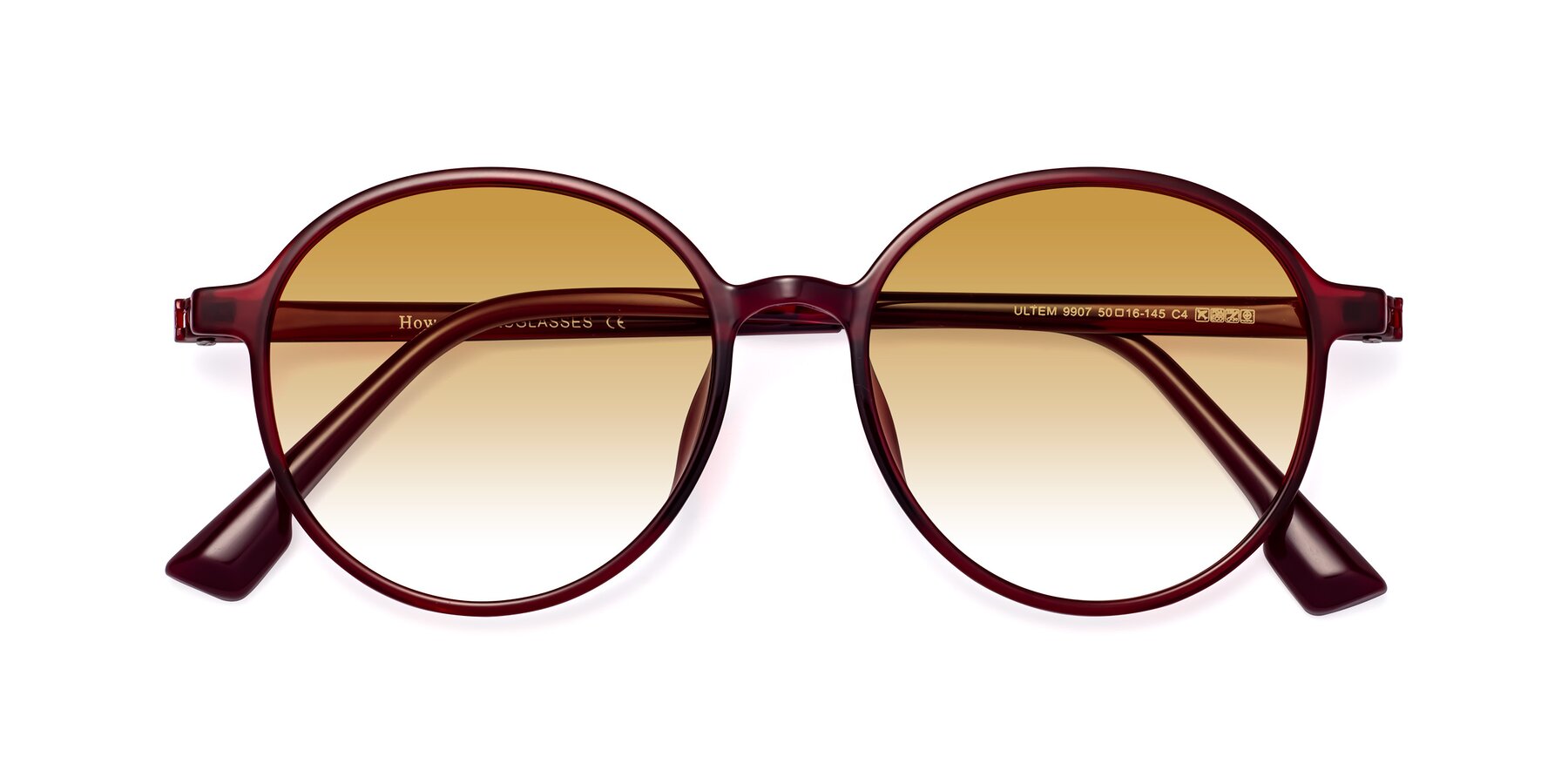 Folded Front of Howard in Wine with Champagne Gradient Lenses