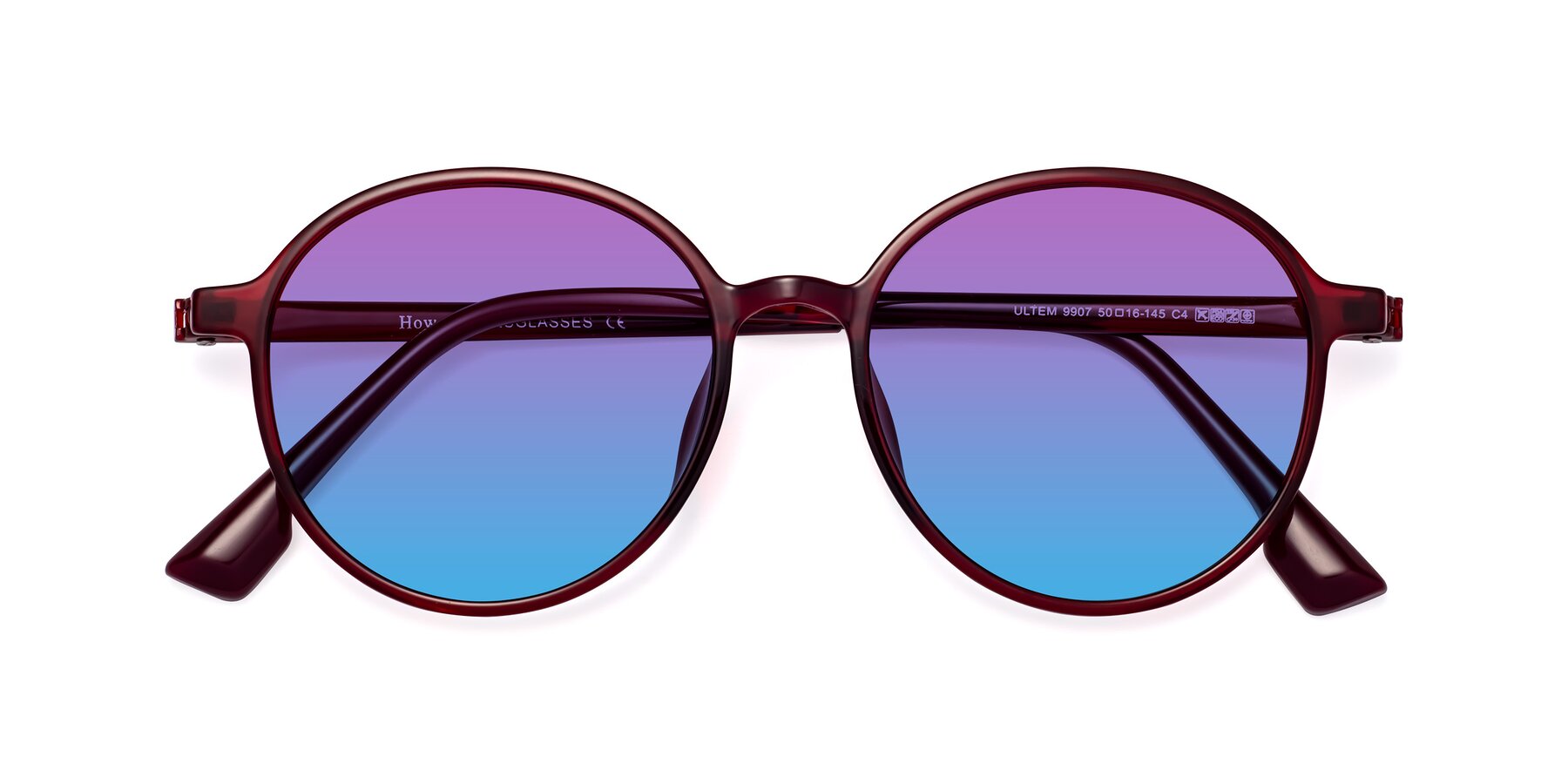 Folded Front of Howard in Wine with Purple / Blue Gradient Lenses
