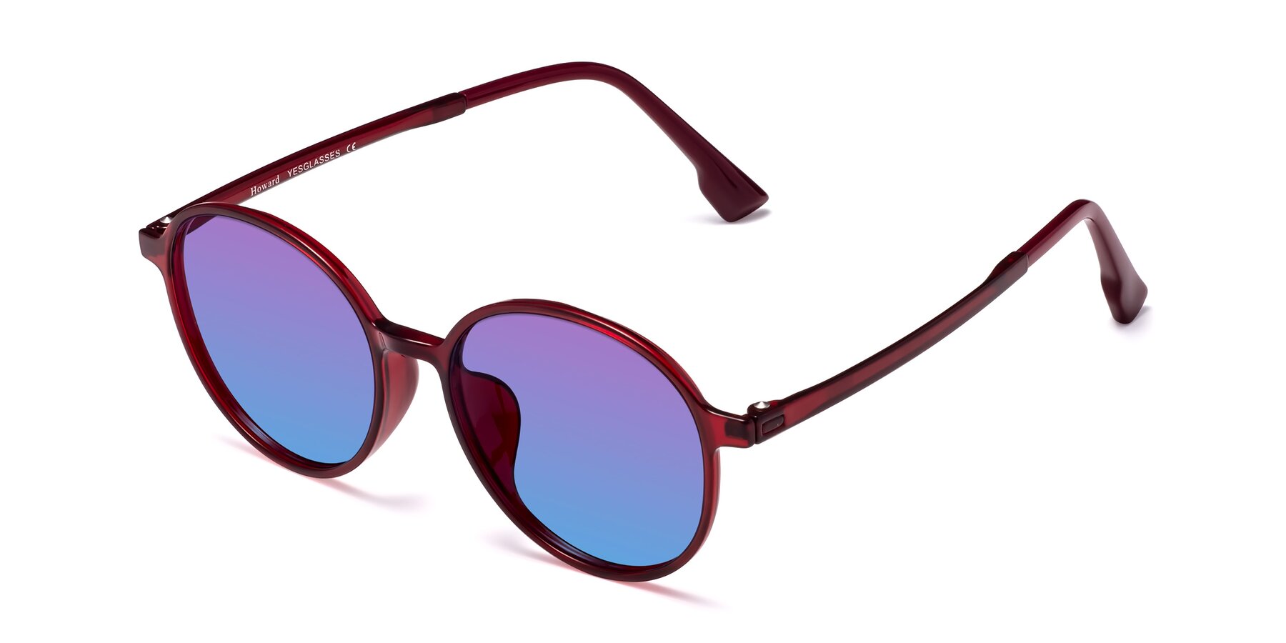 Angle of Howard in Wine with Purple / Blue Gradient Lenses