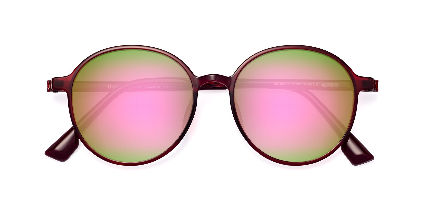 Folded Front of Howard in Wine with Pink Mirrored Lenses