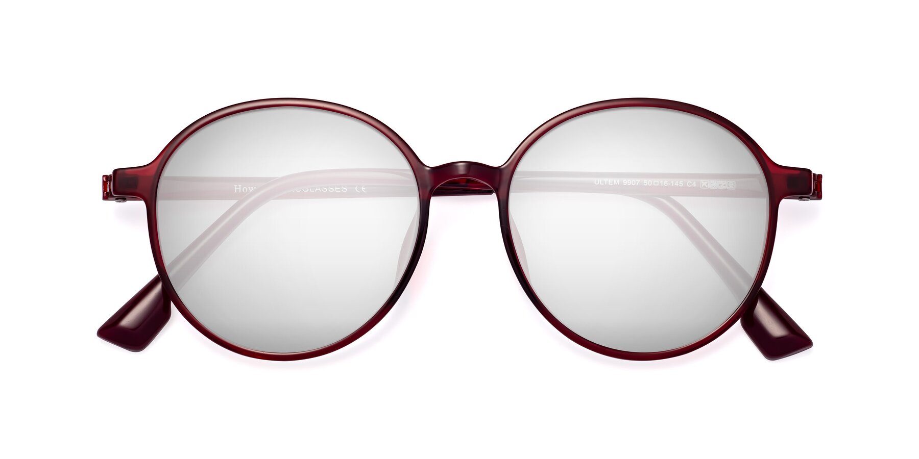 Folded Front of Howard in Wine with Silver Mirrored Lenses
