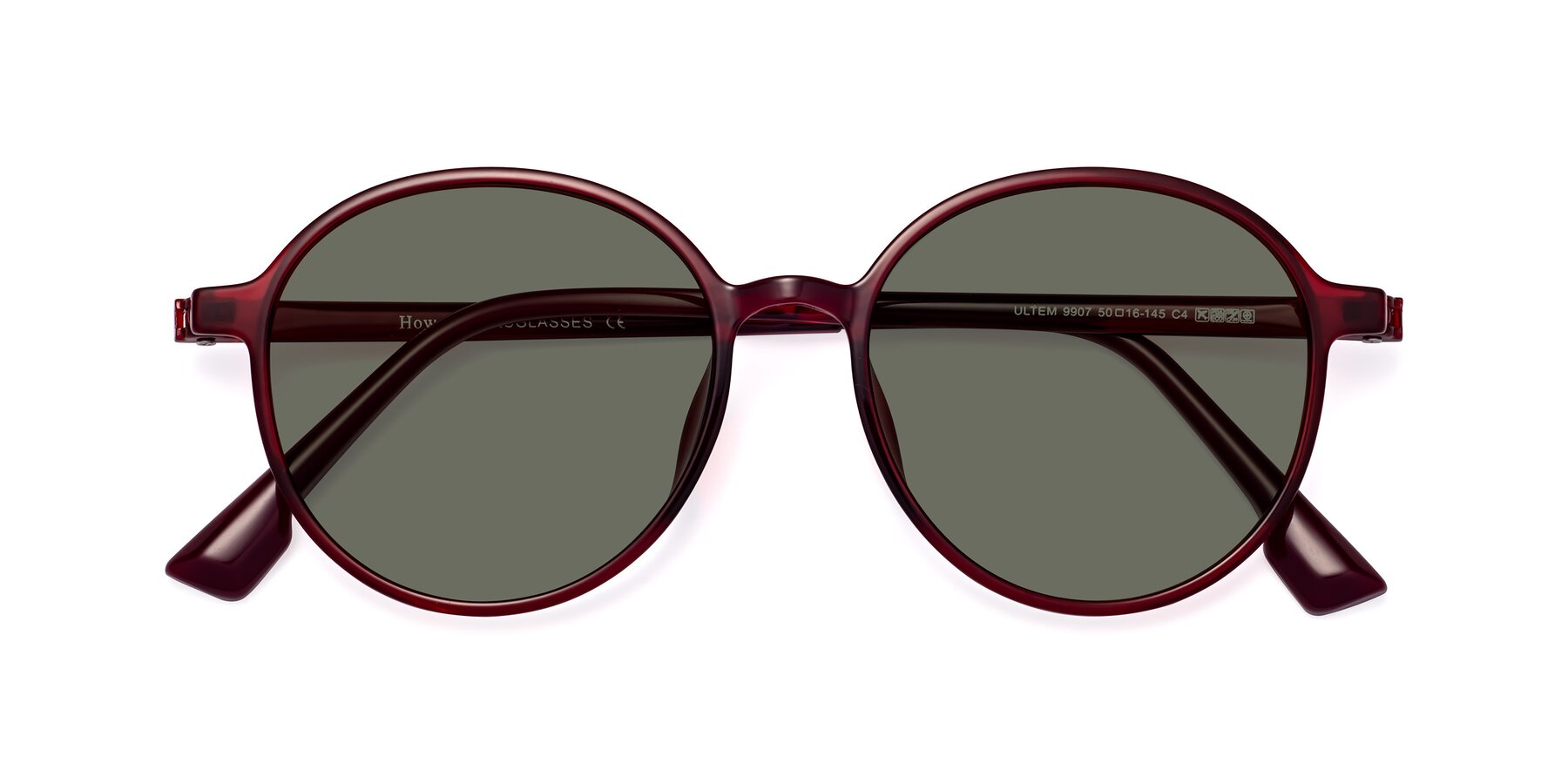 Folded Front of Howard in Wine with Gray Polarized Lenses