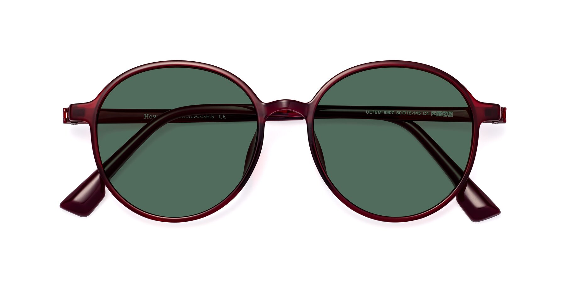 Folded Front of Howard in Wine with Green Polarized Lenses