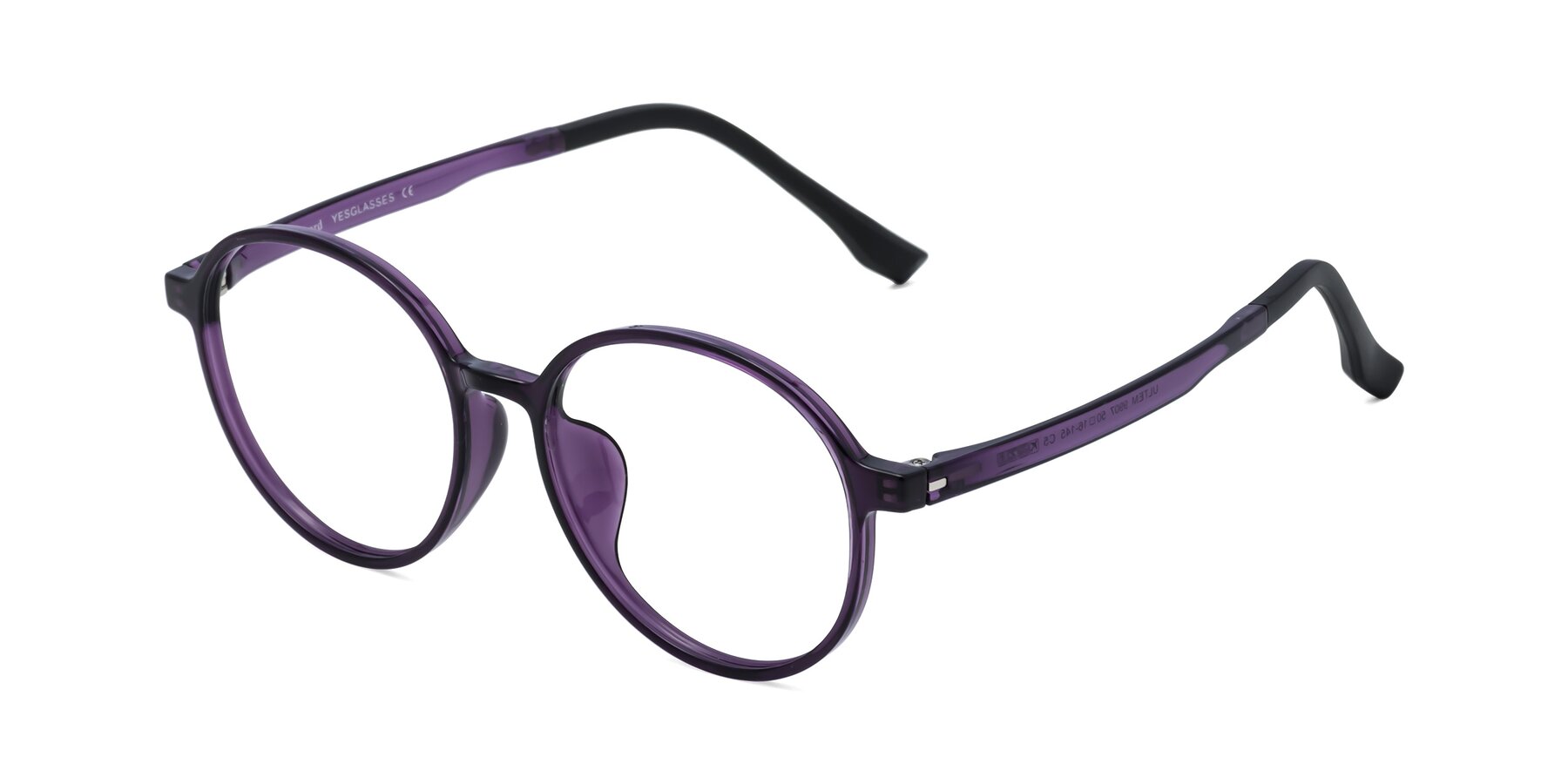 Angle of Howard in Purple with Clear Eyeglass Lenses