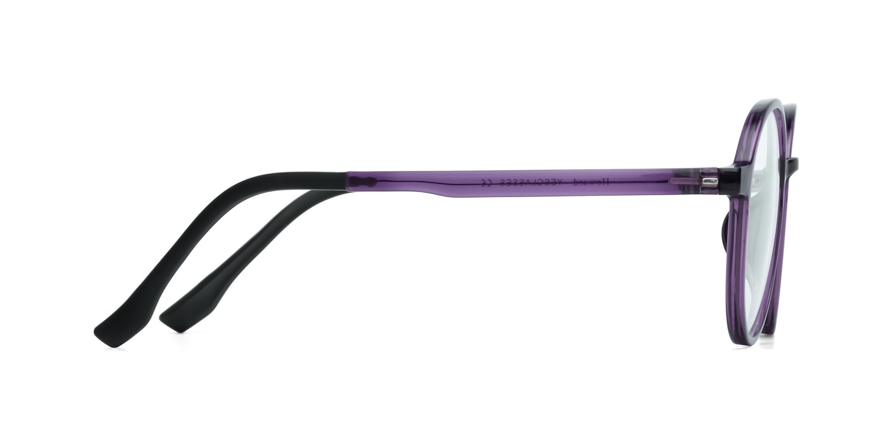 Side of Howard in Purple with Clear Eyeglass Lenses