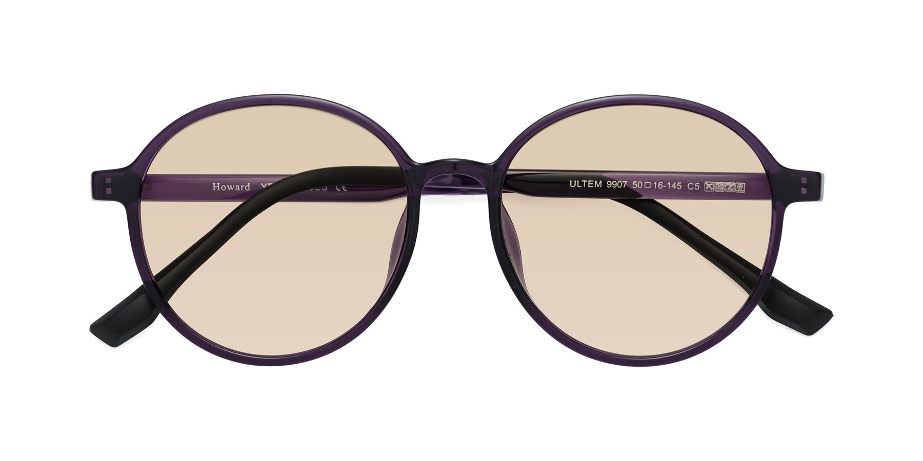 Folded Front of Howard in Purple with Light Brown Tinted Lenses
