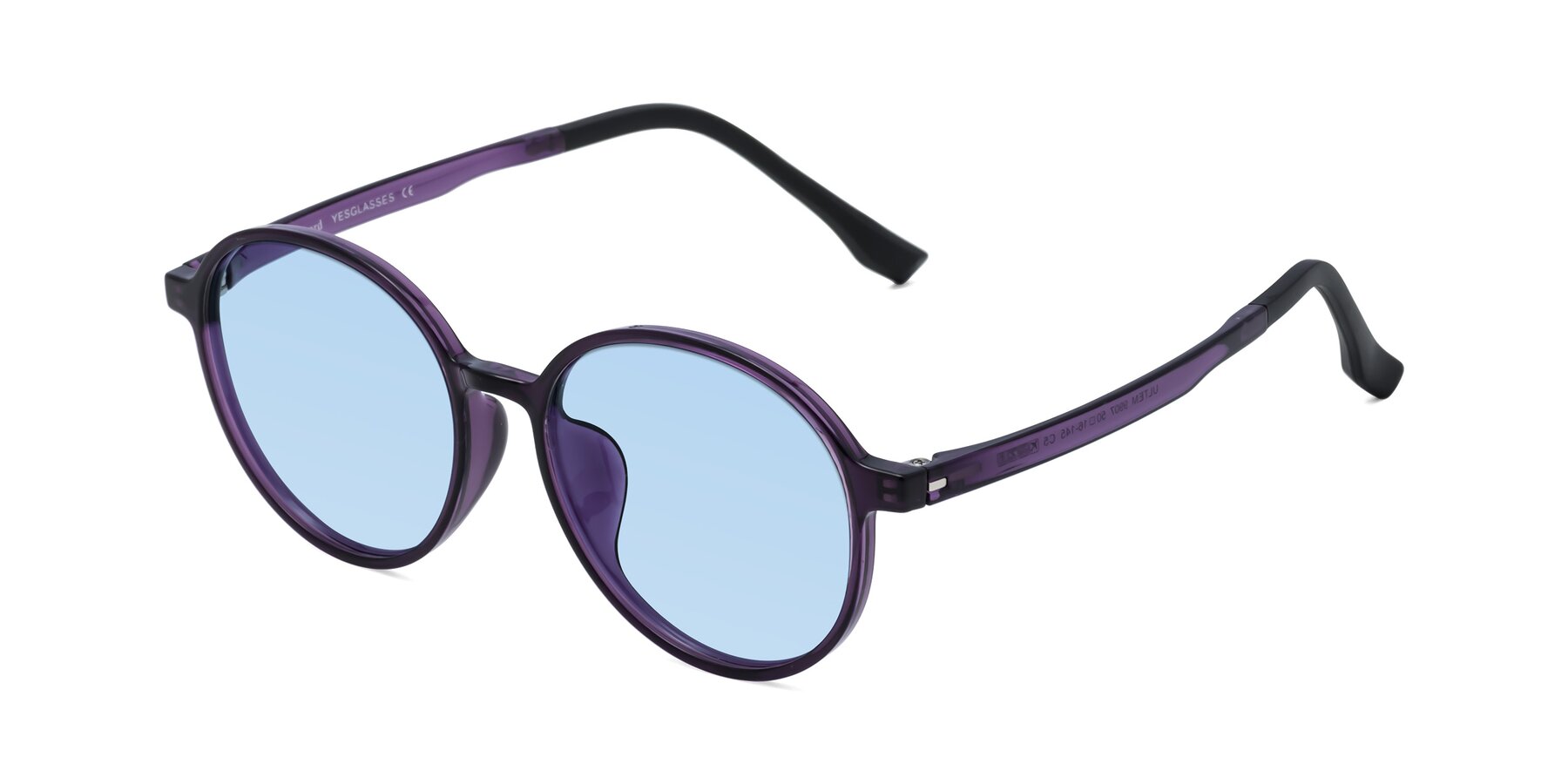 Angle of Howard in Purple with Light Blue Tinted Lenses