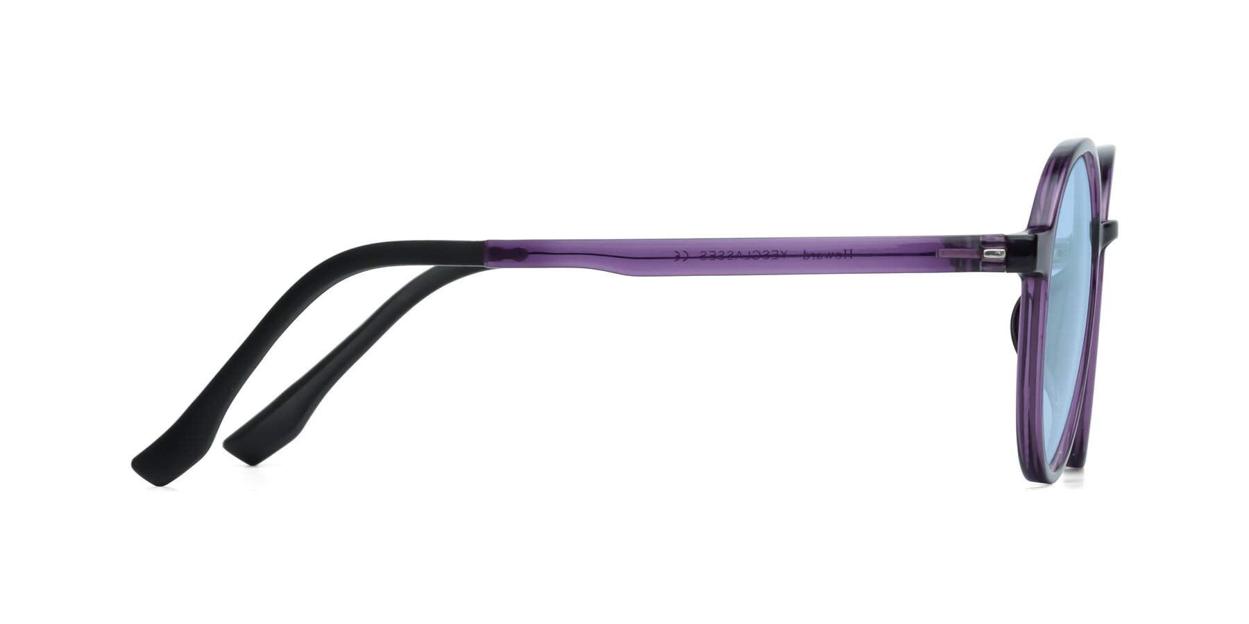 Side of Howard in Purple with Light Blue Tinted Lenses