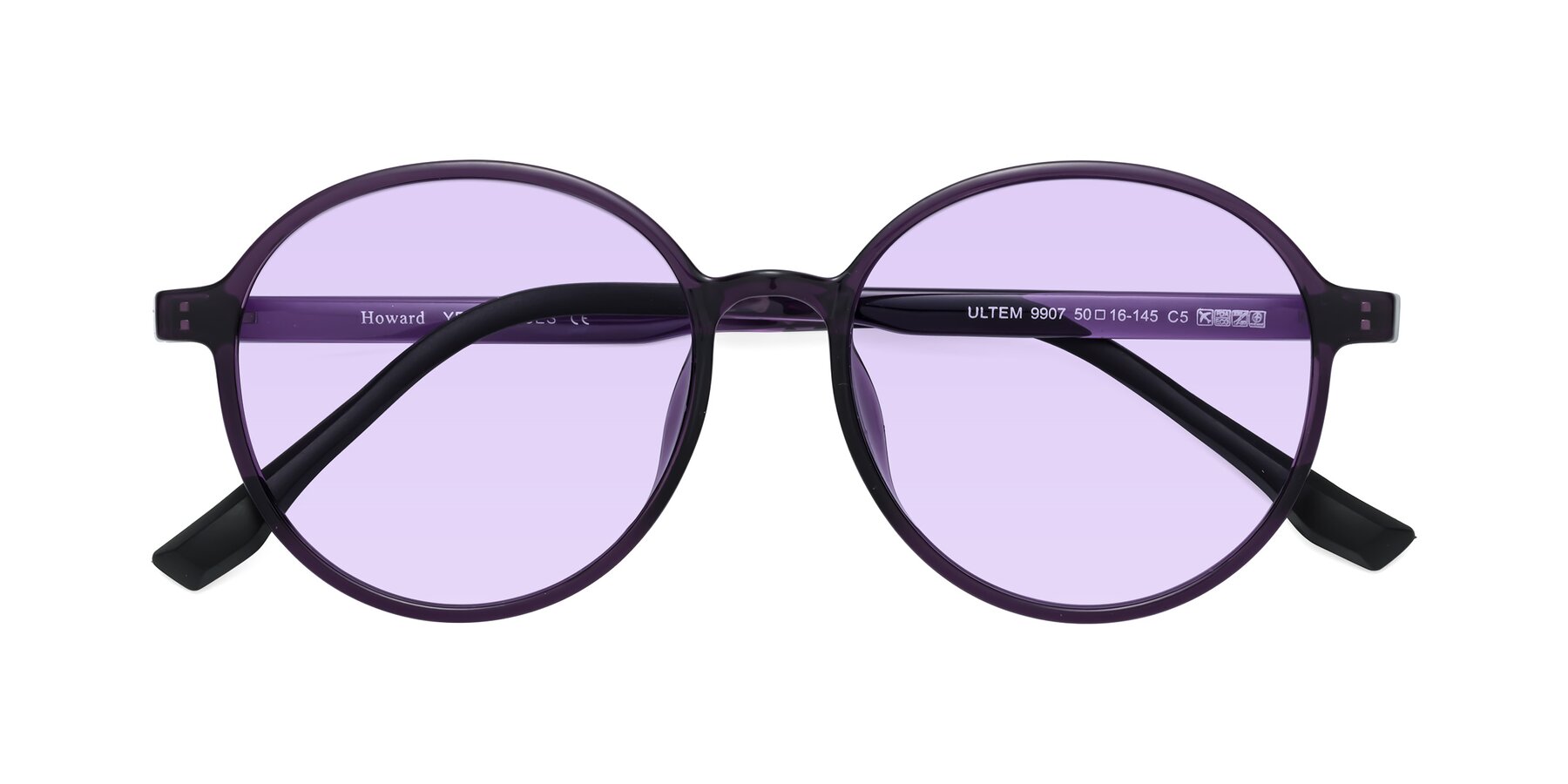 Folded Front of Howard in Purple with Light Purple Tinted Lenses