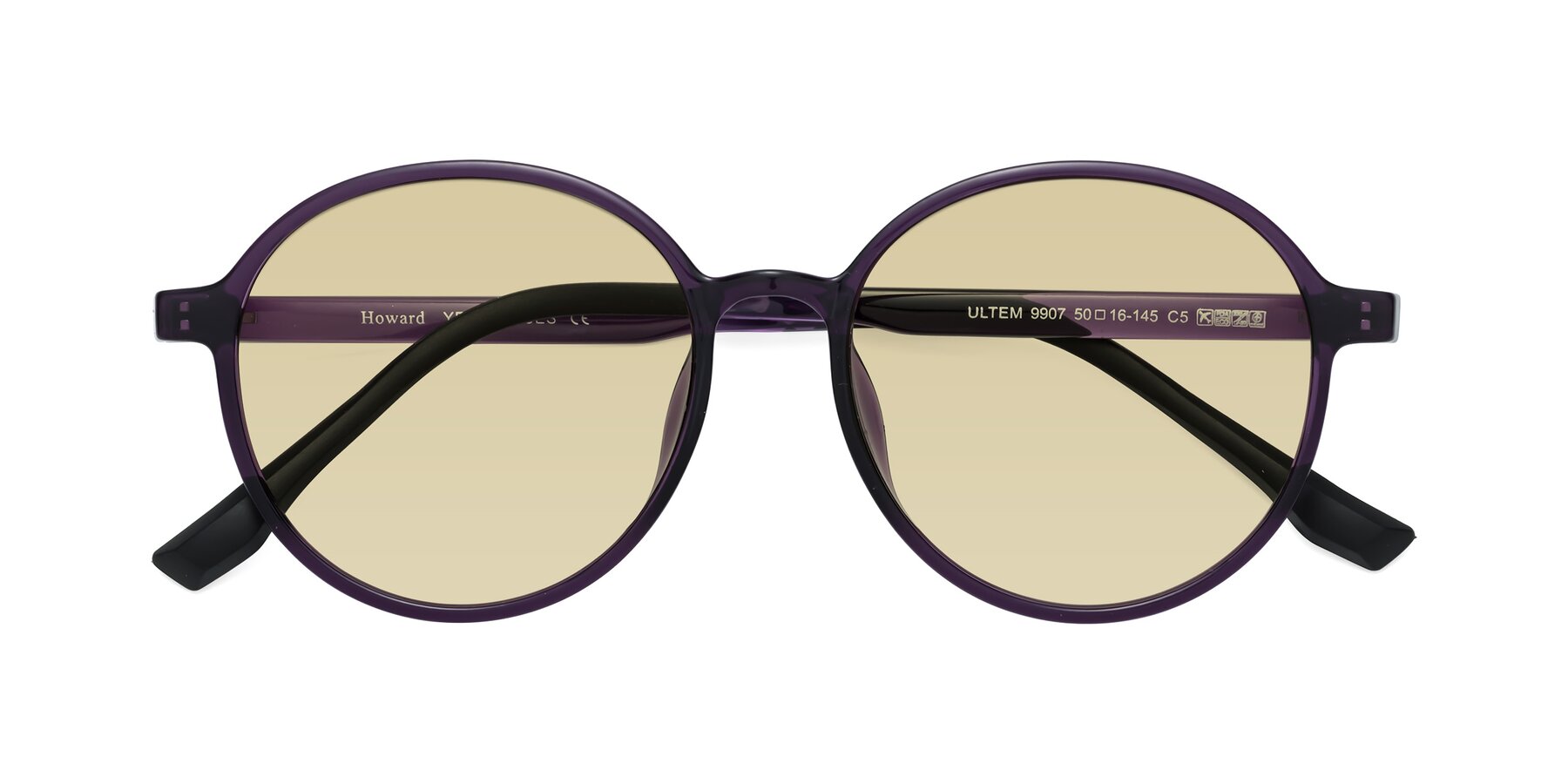 Folded Front of Howard in Purple with Light Champagne Tinted Lenses