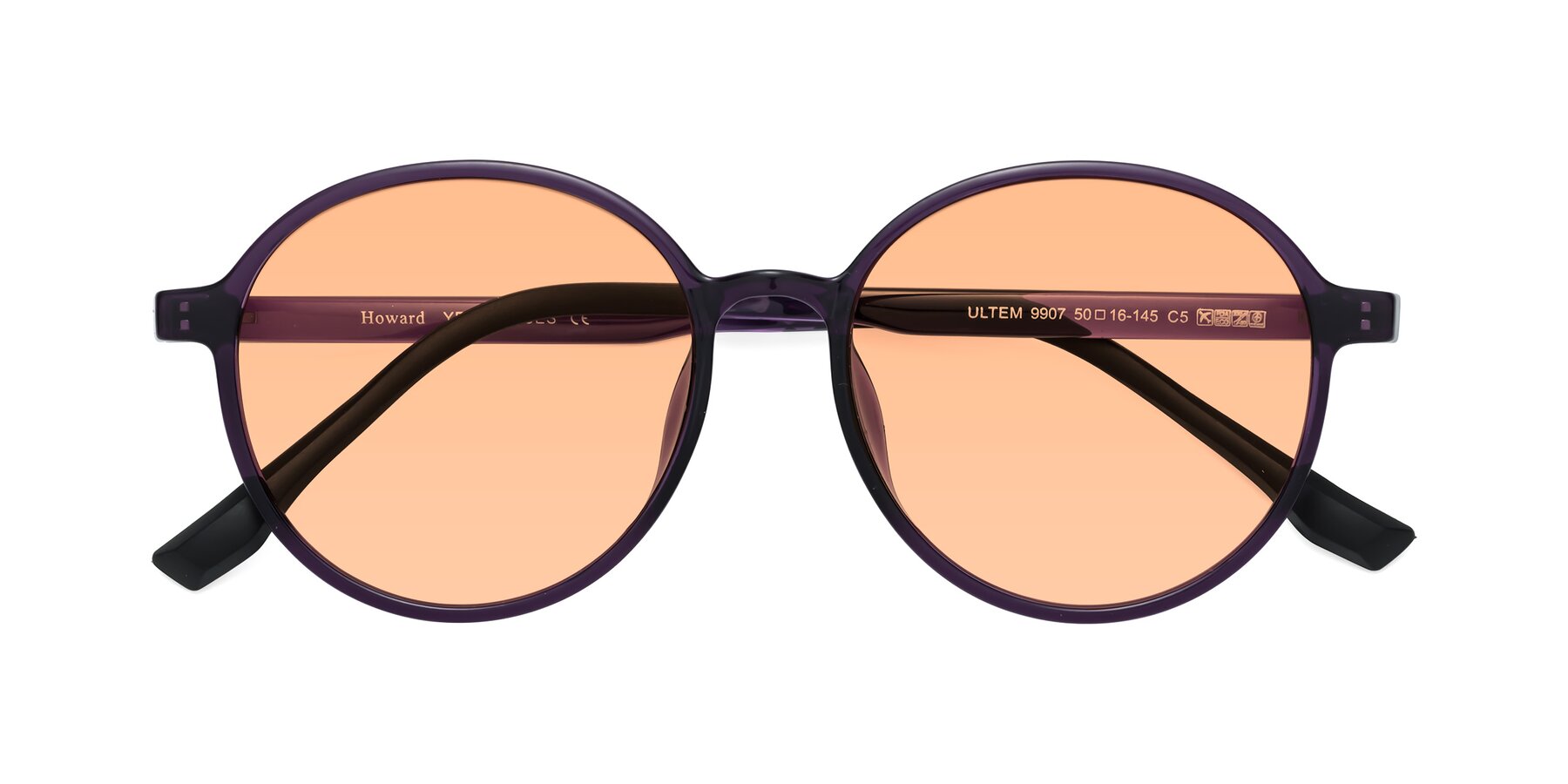 Folded Front of Howard in Purple with Light Orange Tinted Lenses