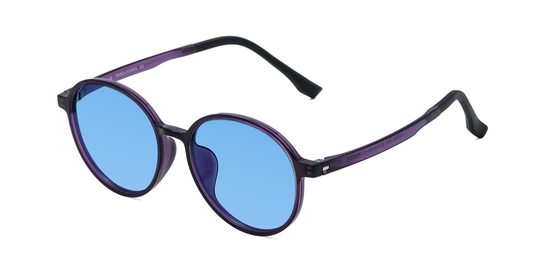 Angle of Howard in Purple with Medium Blue Tinted Lenses