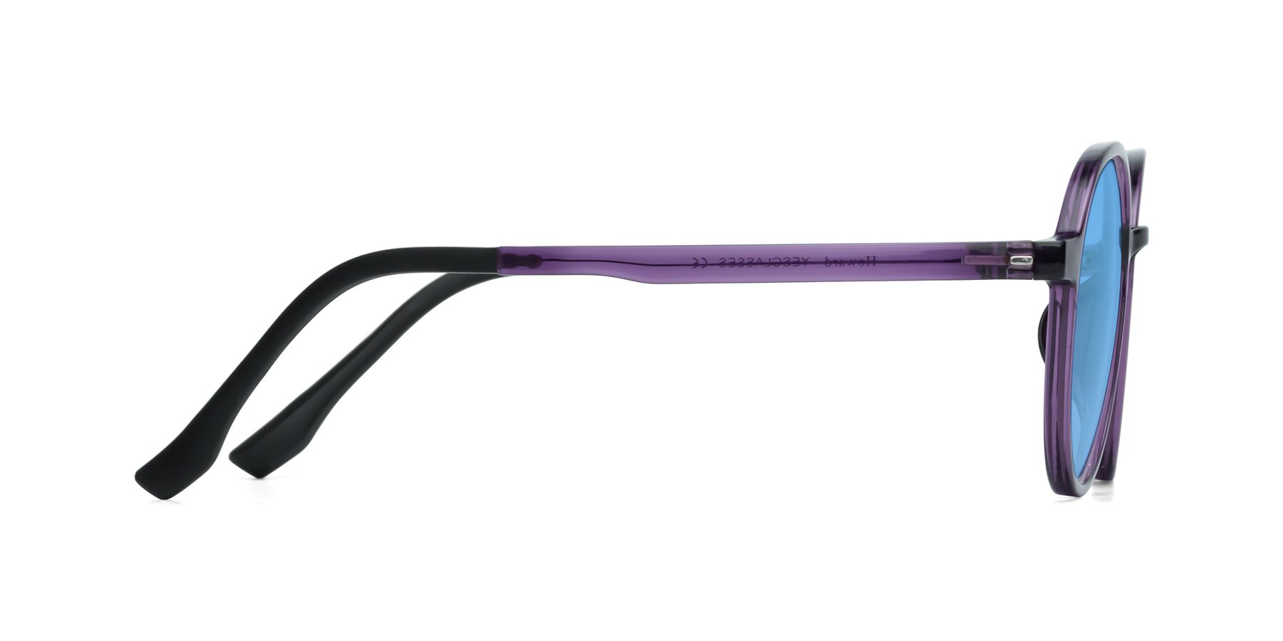 Side of Howard in Purple with Medium Blue Tinted Lenses