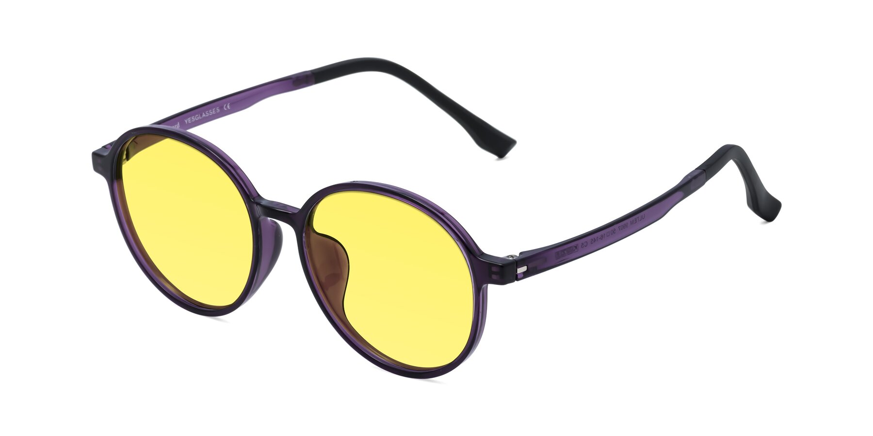 Angle of Howard in Purple with Medium Yellow Tinted Lenses