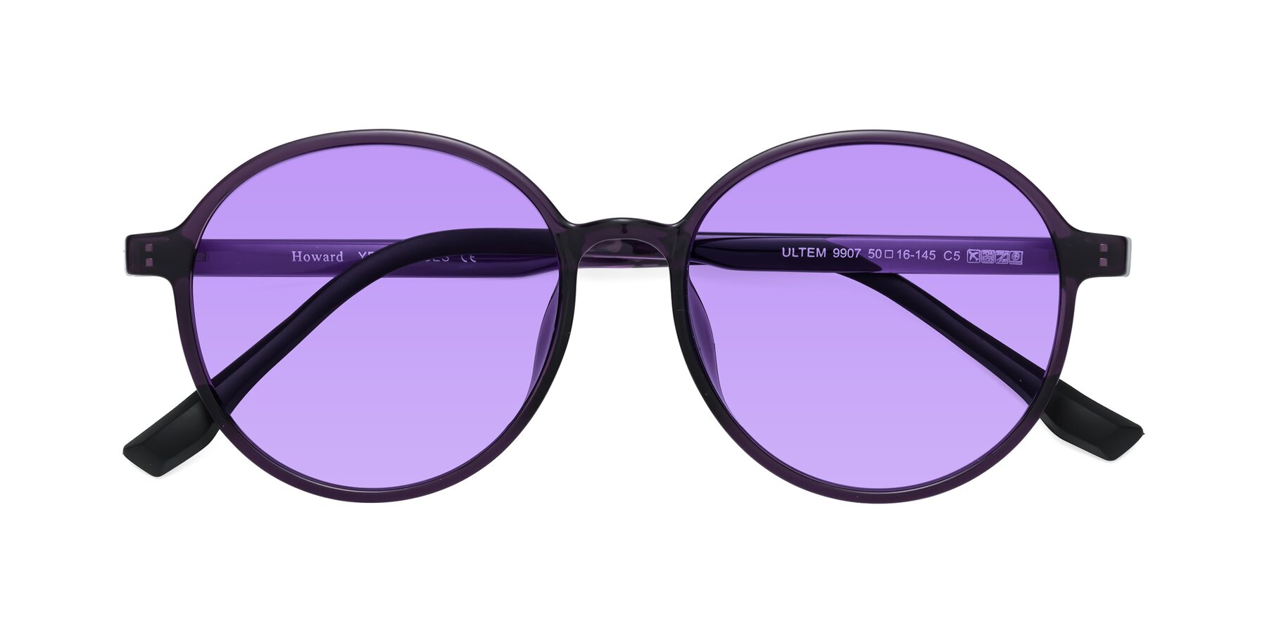 Folded Front of Howard in Purple with Medium Purple Tinted Lenses