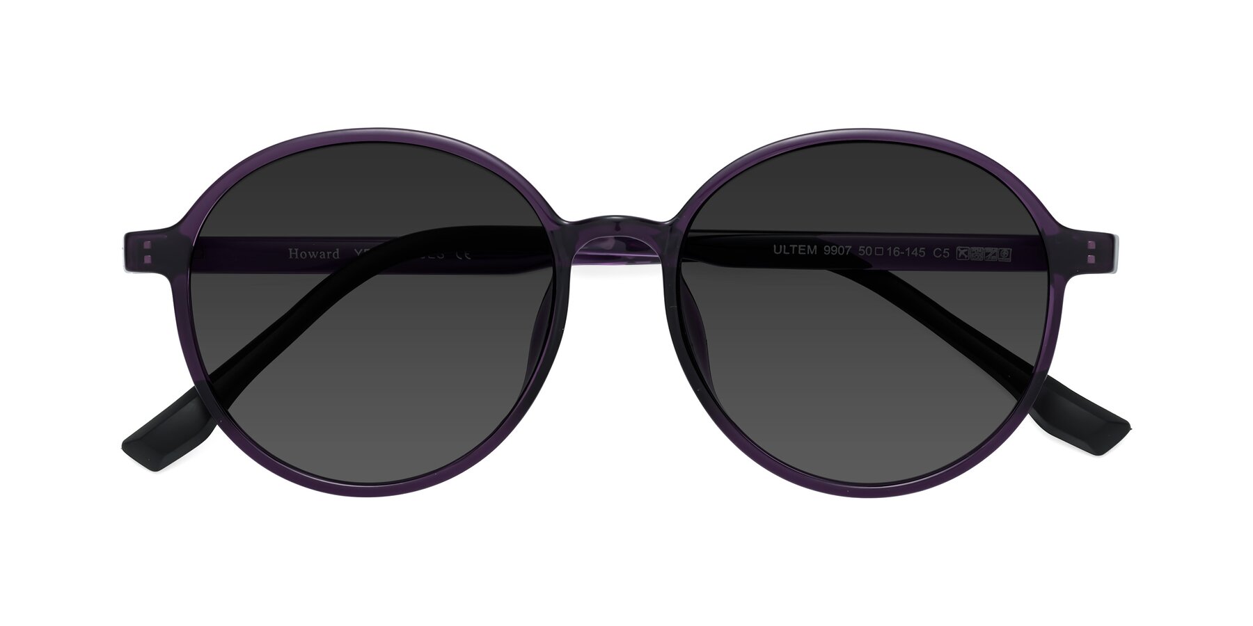 Folded Front of Howard in Purple with Gray Tinted Lenses