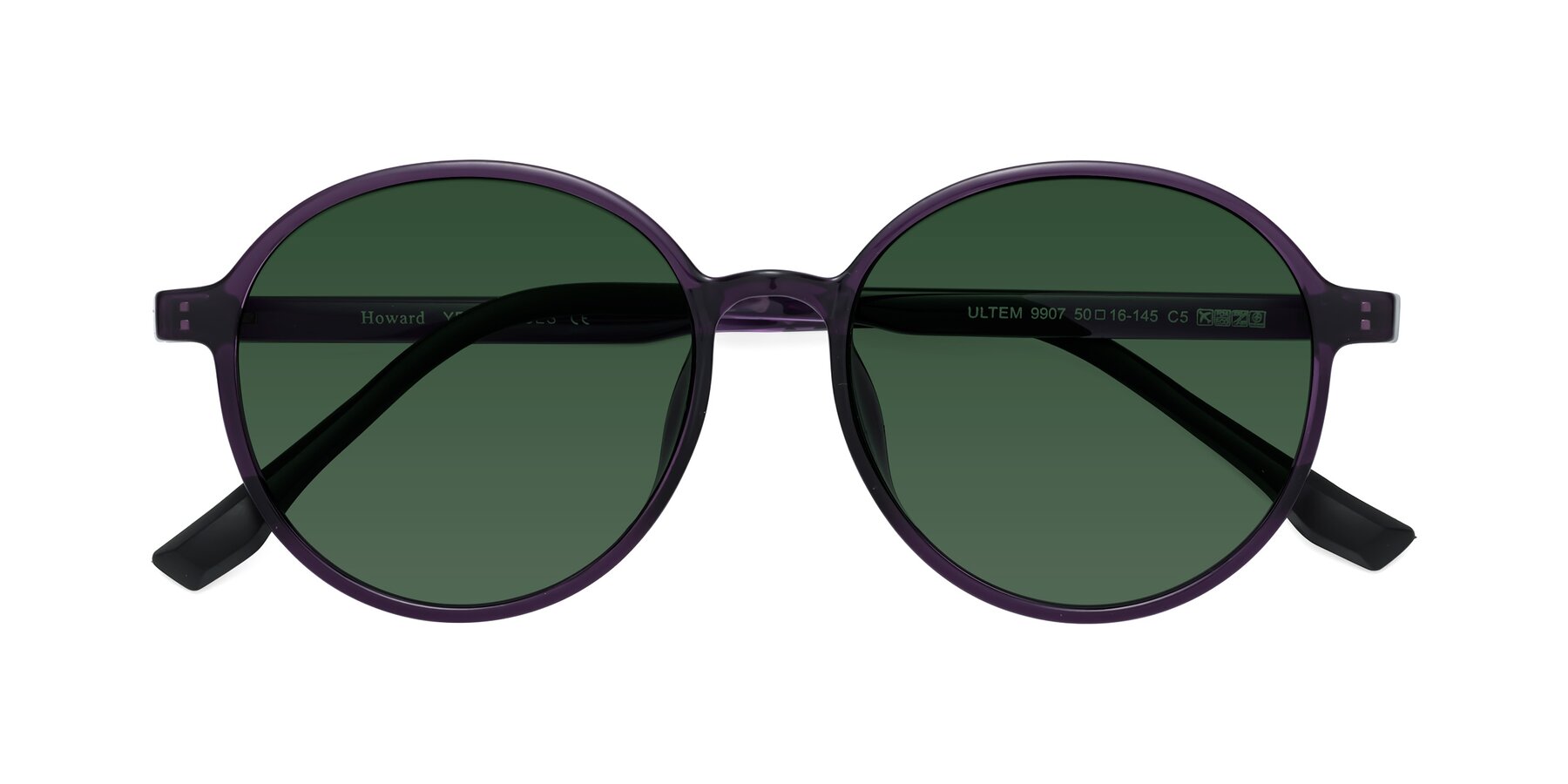 Folded Front of Howard in Purple with Green Tinted Lenses