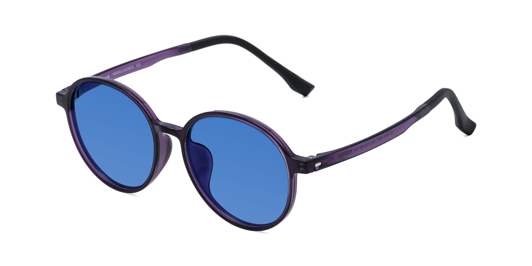 Angle of Howard in Purple with Blue Tinted Lenses