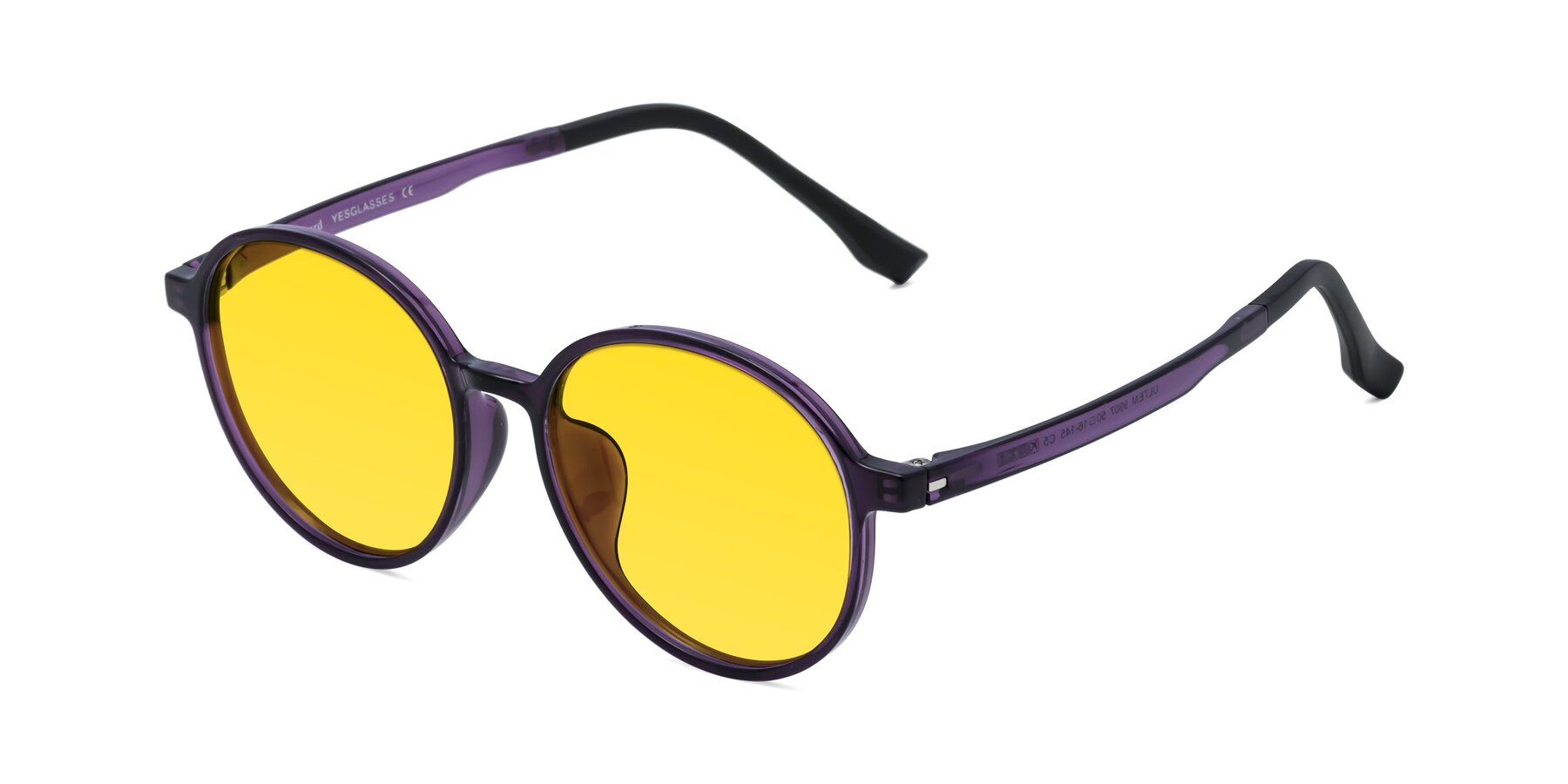 Angle of Howard in Purple with Yellow Tinted Lenses
