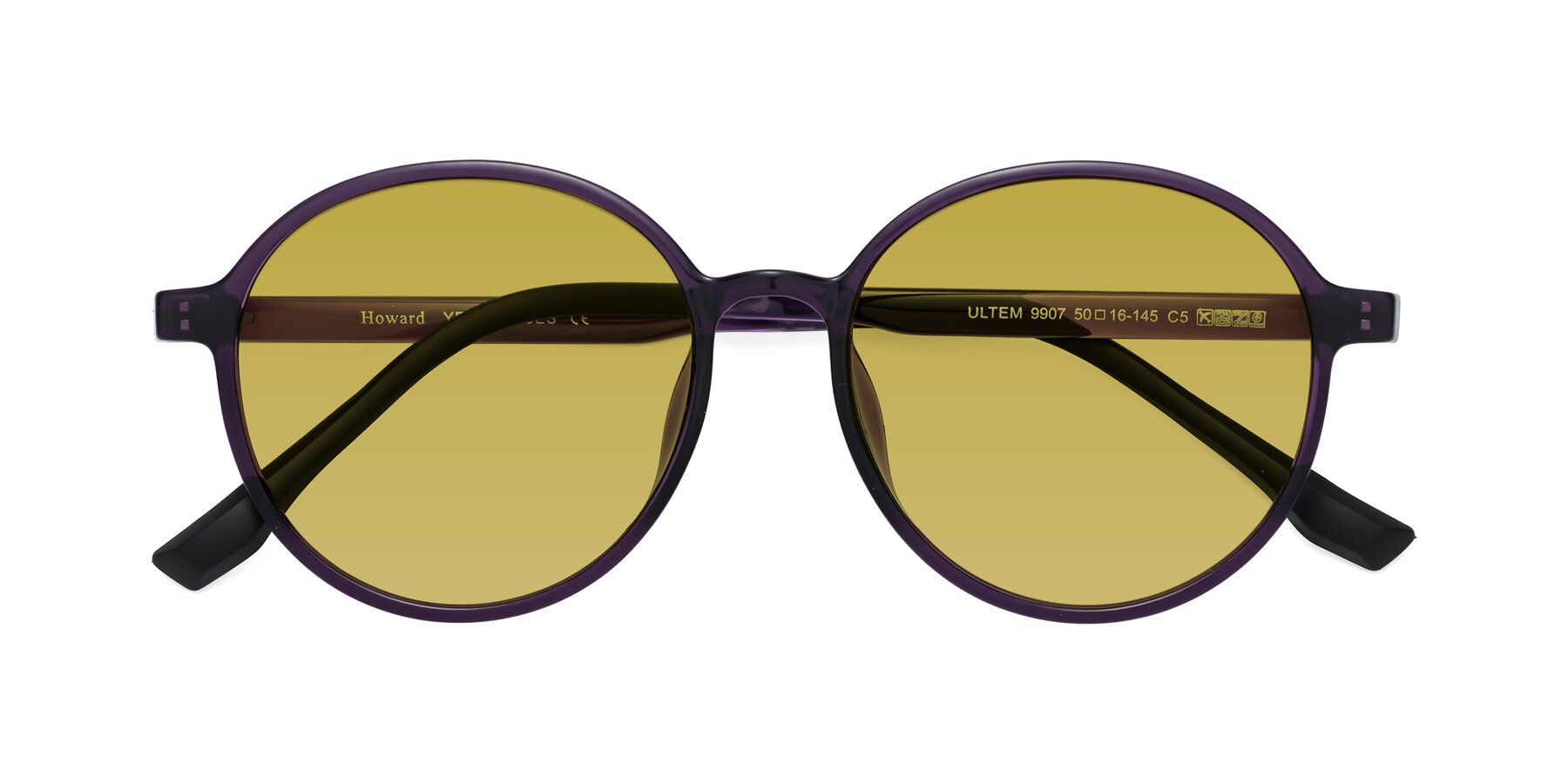 Folded Front of Howard in Purple with Champagne Tinted Lenses