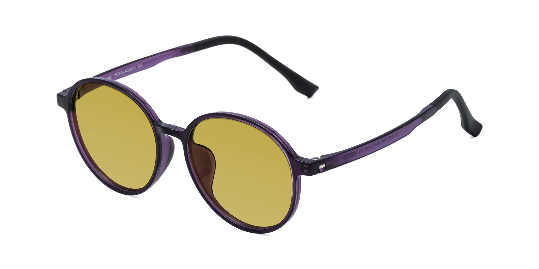 Angle of Howard in Purple with Champagne Tinted Lenses