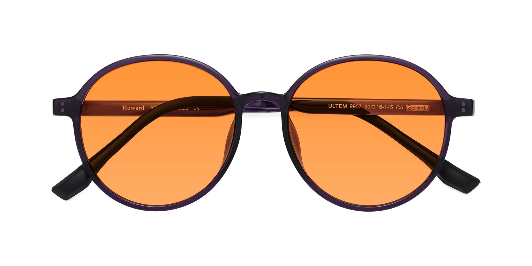 Folded Front of Howard in Purple with Orange Tinted Lenses