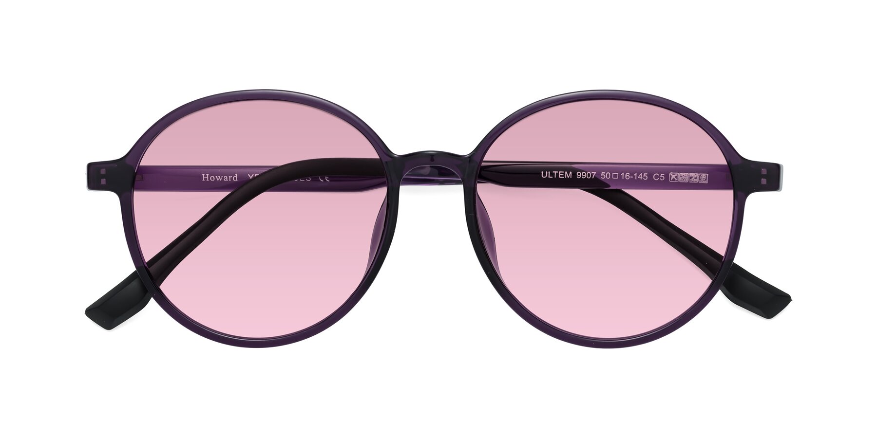 Folded Front of Howard in Purple with Light Wine Tinted Lenses