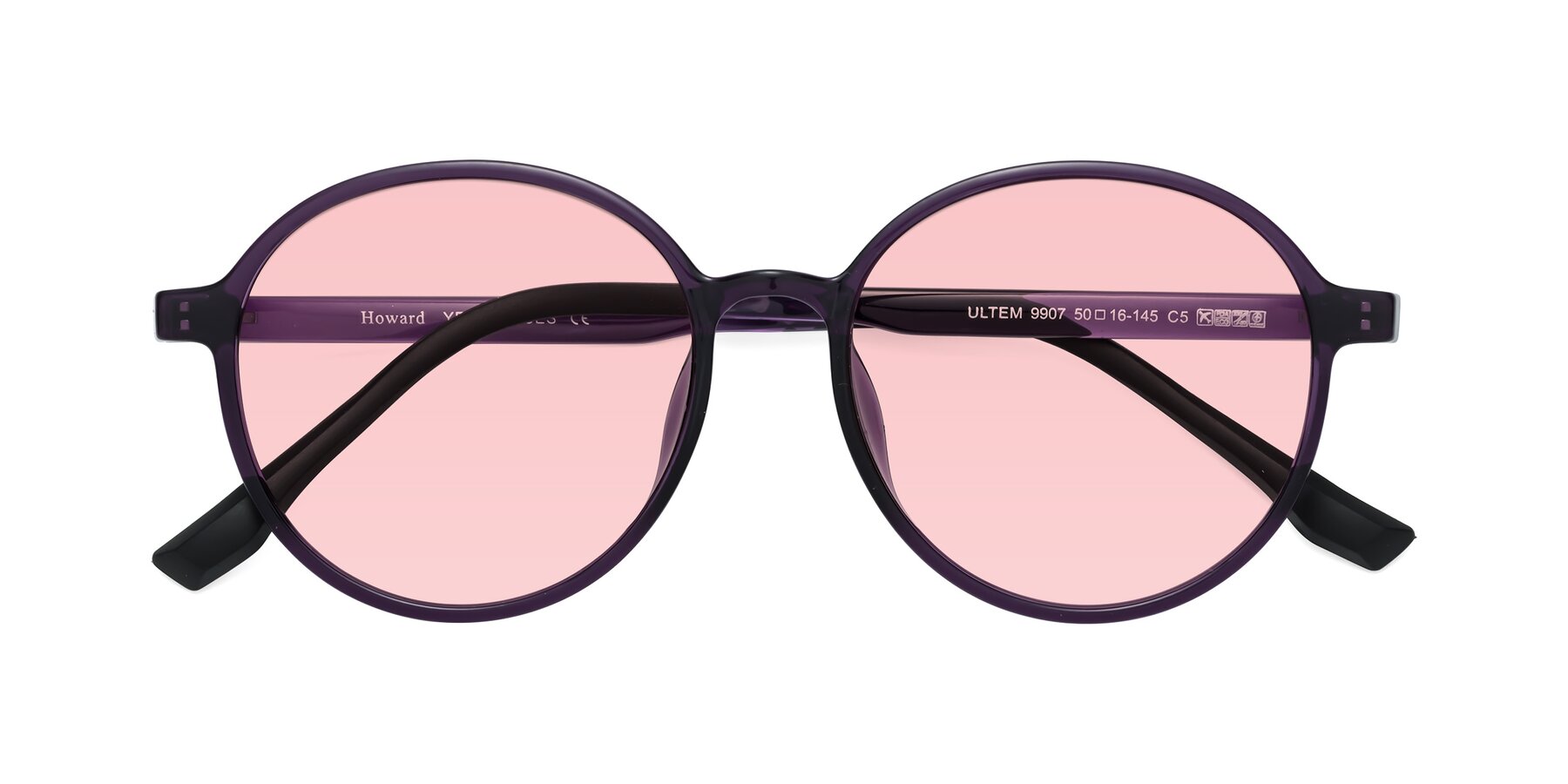 Folded Front of Howard in Purple with Light Garnet Tinted Lenses