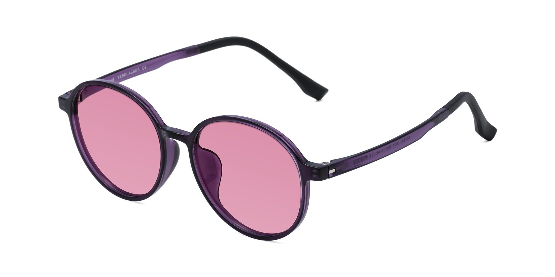 Angle of Howard in Purple with Medium Wine Tinted Lenses