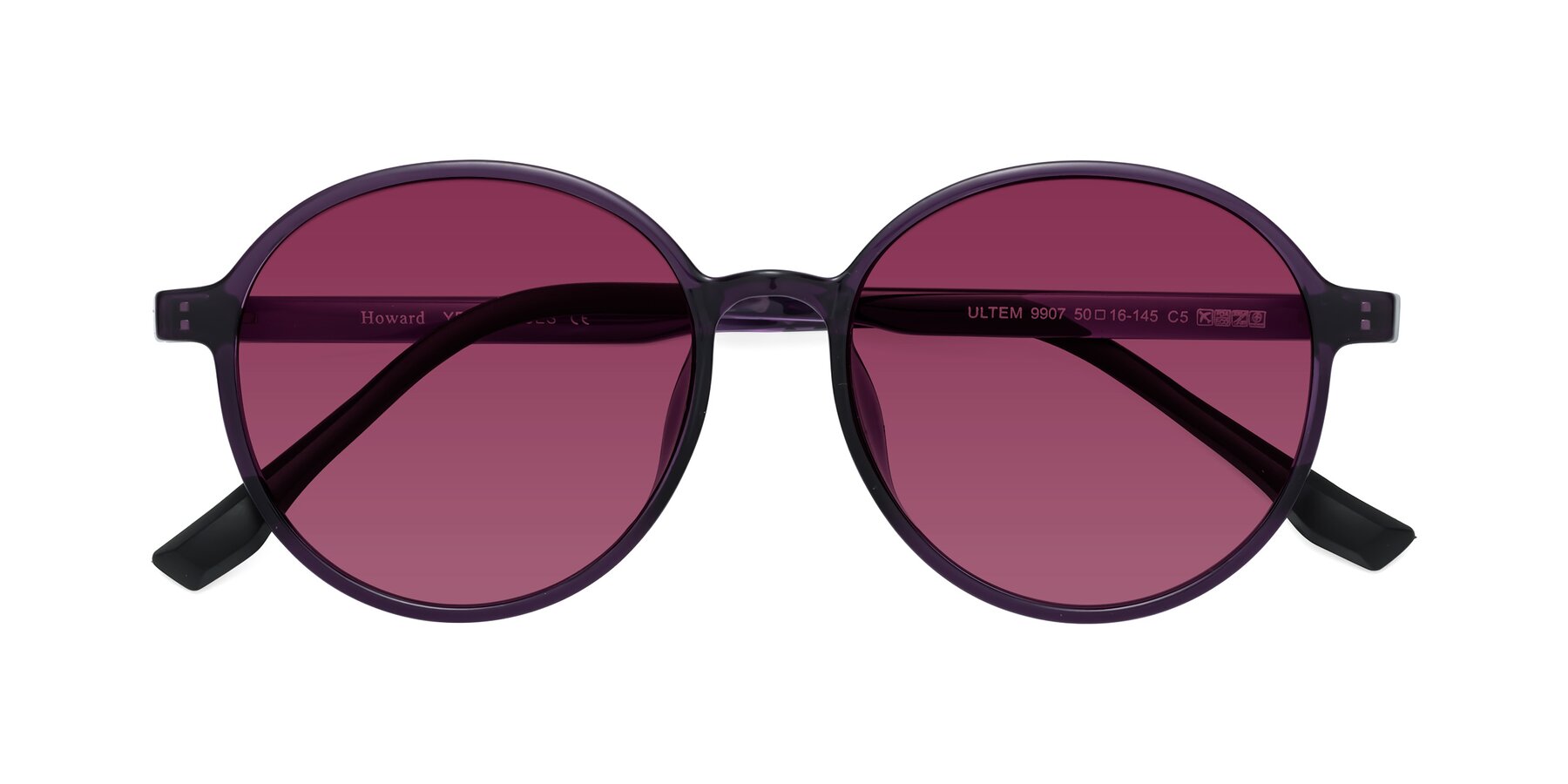 Folded Front of Howard in Purple with Wine Tinted Lenses